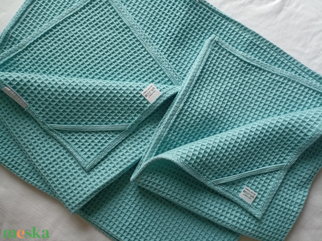 Nyári babaváró csomag waffel babatakaró 75x95 cm és törlőkendő 40x40 cm menta - baba - mama - baba ágynemű - babatakaró, gyerek pléd - Meska.hu