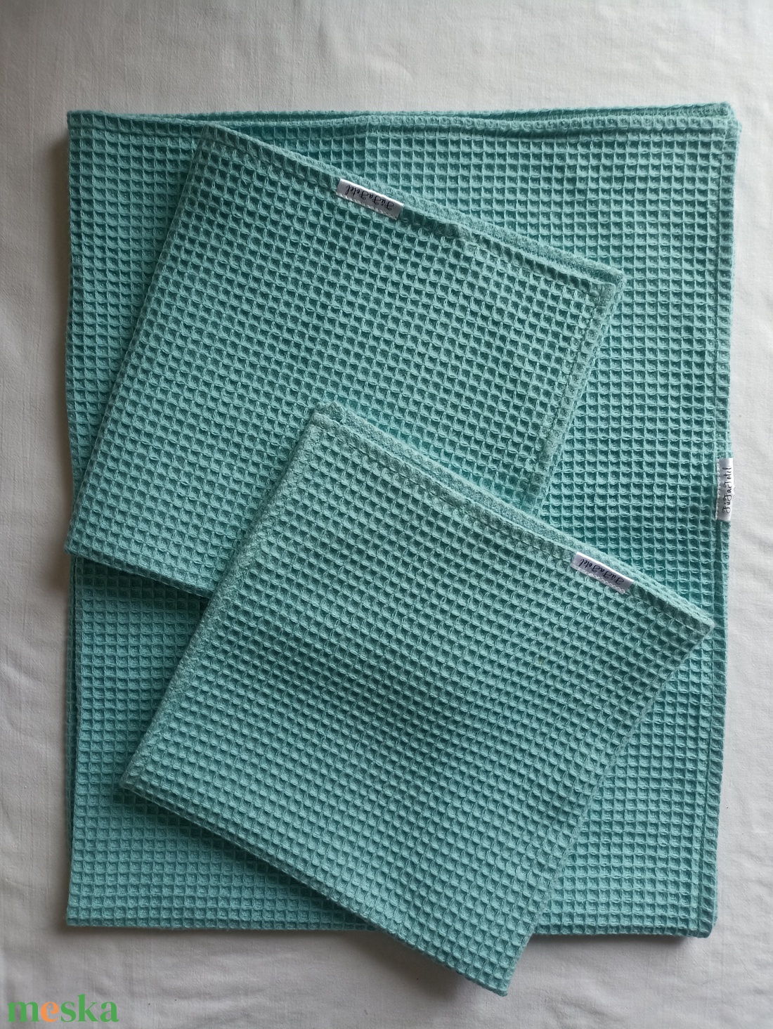 Nyári babaváró csomag waffel babatakaró 75x95 cm és törlőkendő 40x40 cm menta - baba - mama - baba ágynemű - babatakaró, gyerek pléd - Meska.hu