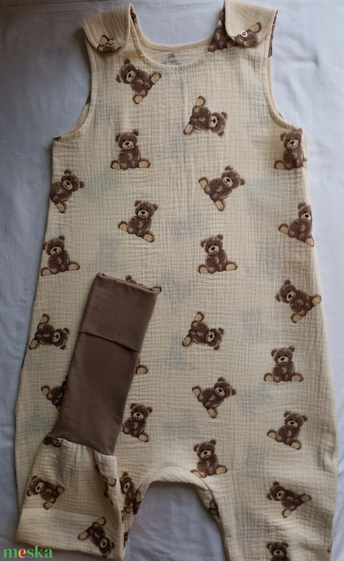 116-122-128-as Nyári muszlin tipegő hálózsák duplagéz macis - baba - mama - babaruházat - tipegőhálózsák - Meska.hu