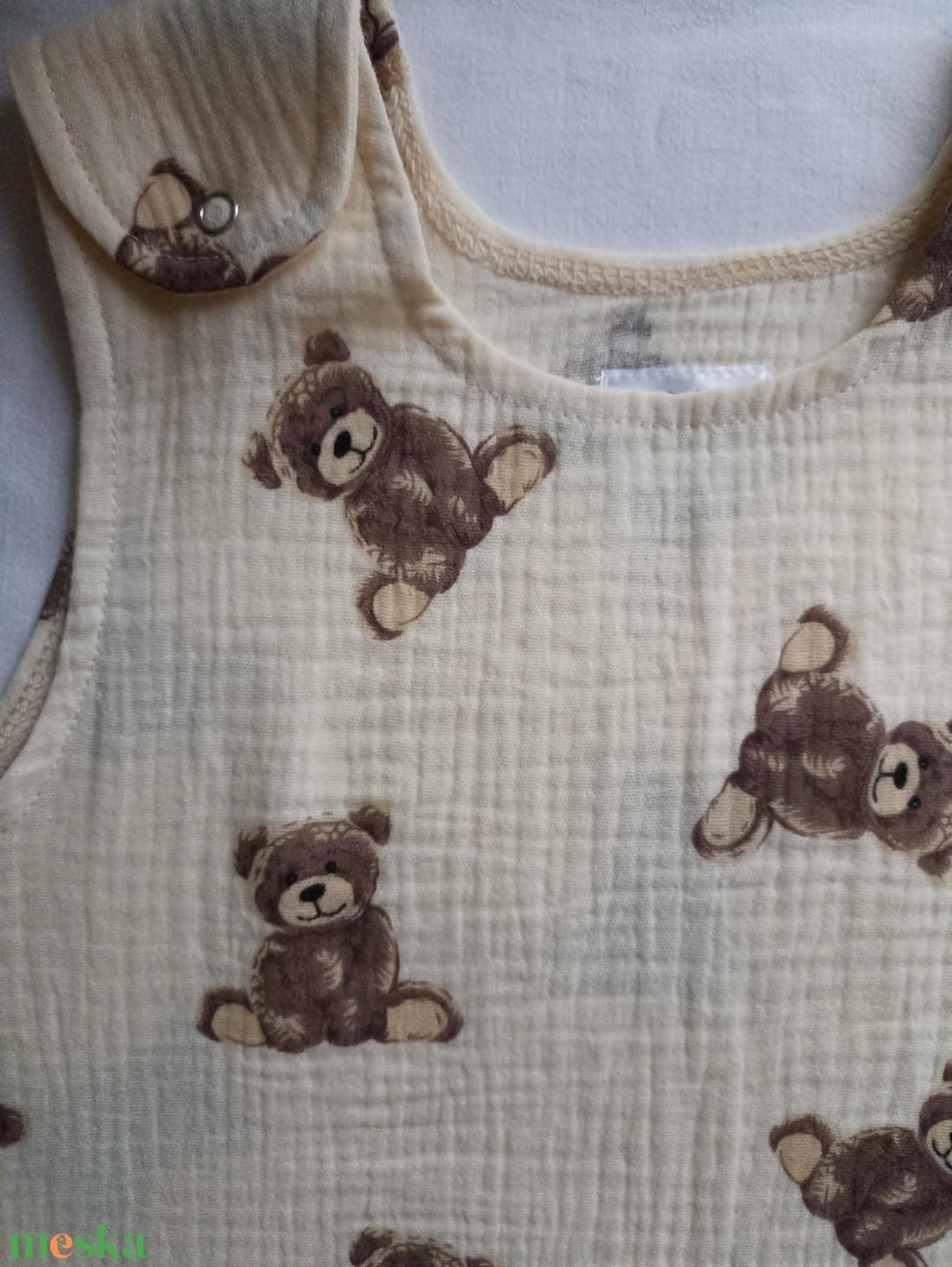 116-122-128-as Nyári muszlin tipegő hálózsák duplagéz macis - baba - mama - babaruházat - tipegőhálózsák - Meska.hu