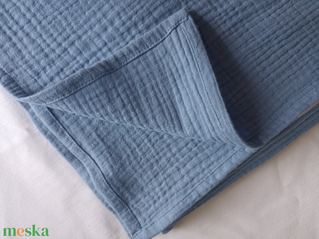 Nyári kánikula duplagéz felnőtt takaró muszlin 140x00 cm farmerkék - otthon & életmód - lakástextil - felnőtt takaró, pléd - Meska.hu