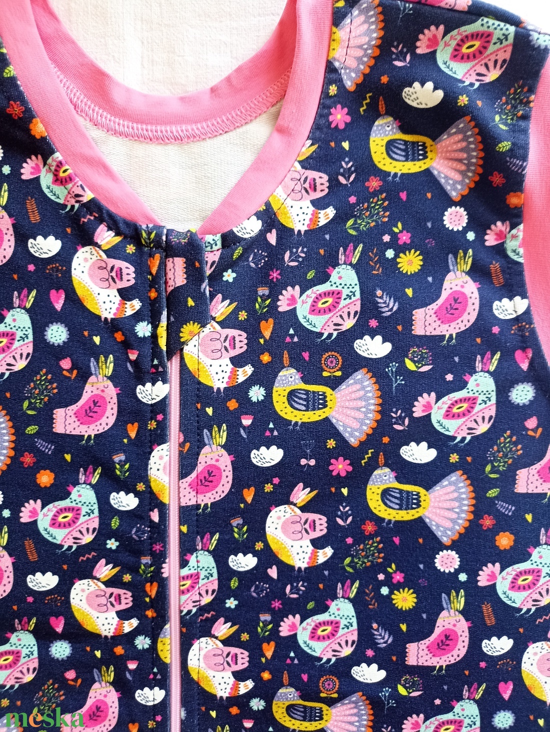 140-146-152-es Nyári tipegő hálózsák pamut sötétkék madrákás - baba - mama - babaruházat - tipegőhálózsák - Meska.hu