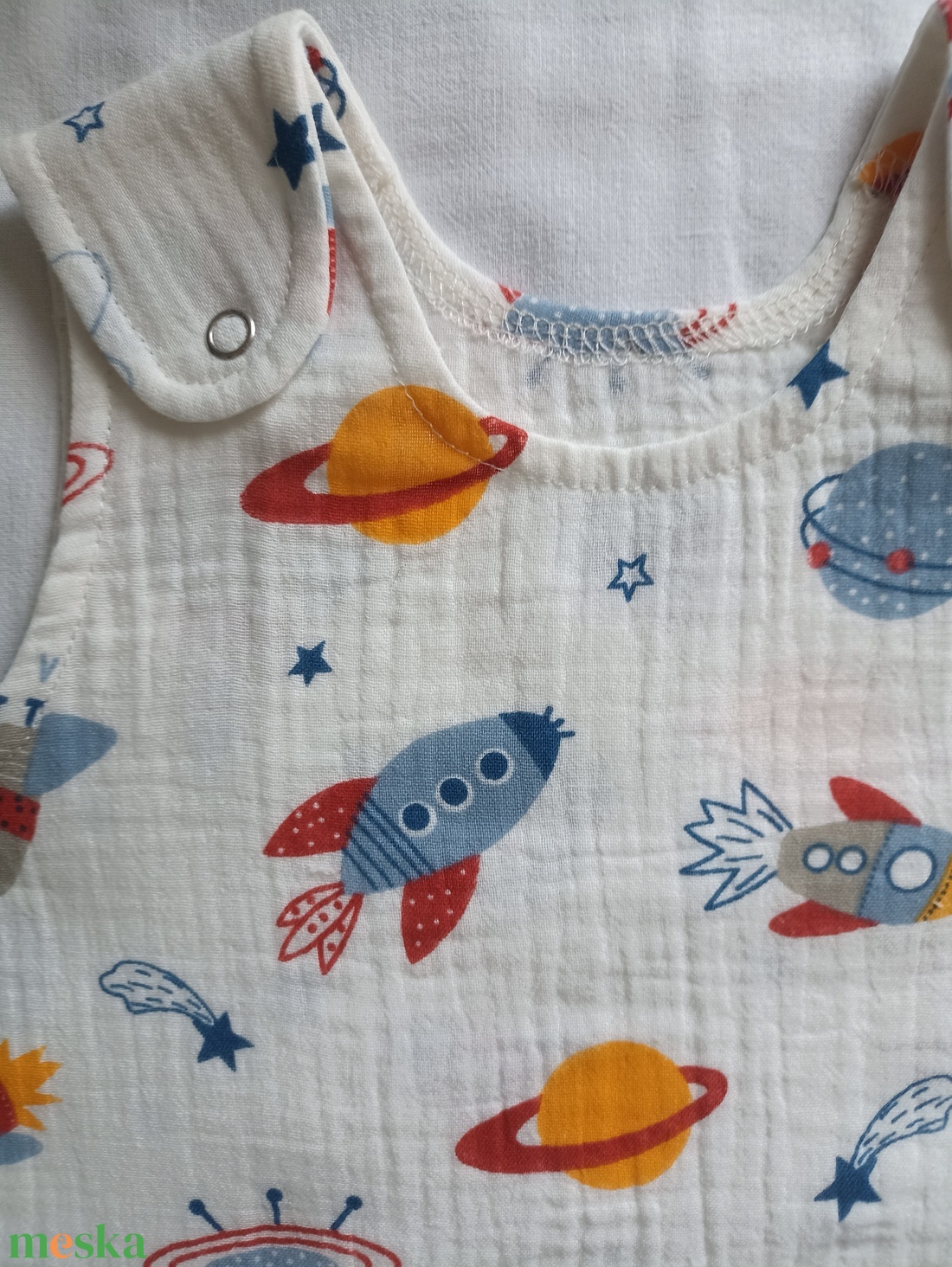 74-80-86 nyári tipegő hálózsák duplagéz pamut űrhajós - baba - mama - babaruházat - tipegőhálózsák - Meska.hu