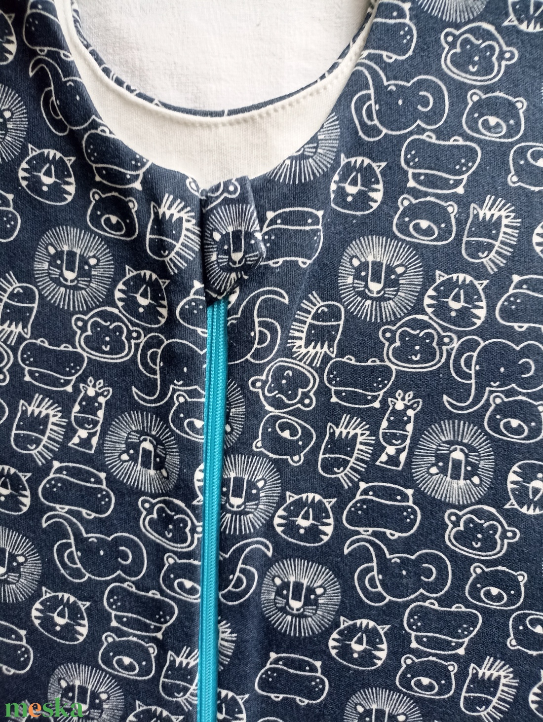 134-140-146-os Tavaszi tipegő hálózsák átmenti pamut sötétkék állatos - baba - mama - babaruházat - tipegőhálózsák - Meska.hu