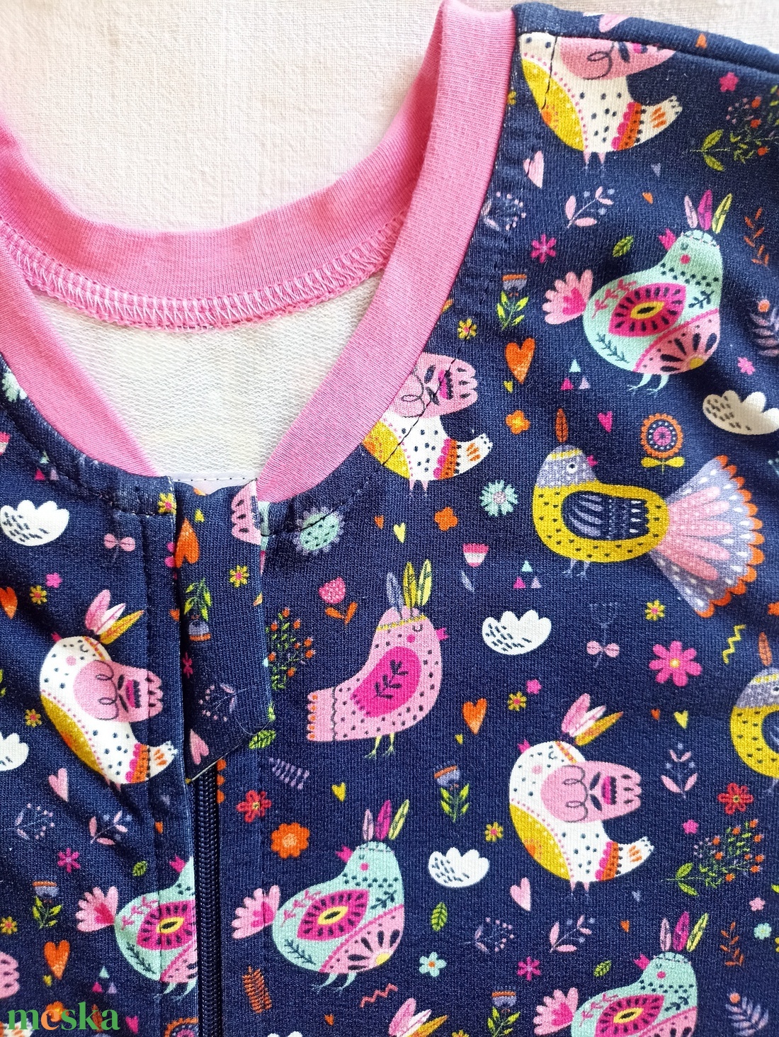 110-116-122-es nyári tipegő hálózsák nyári pamut sötétkék madárkás - baba - mama - babaruházat - tipegőhálózsák - Meska.hu