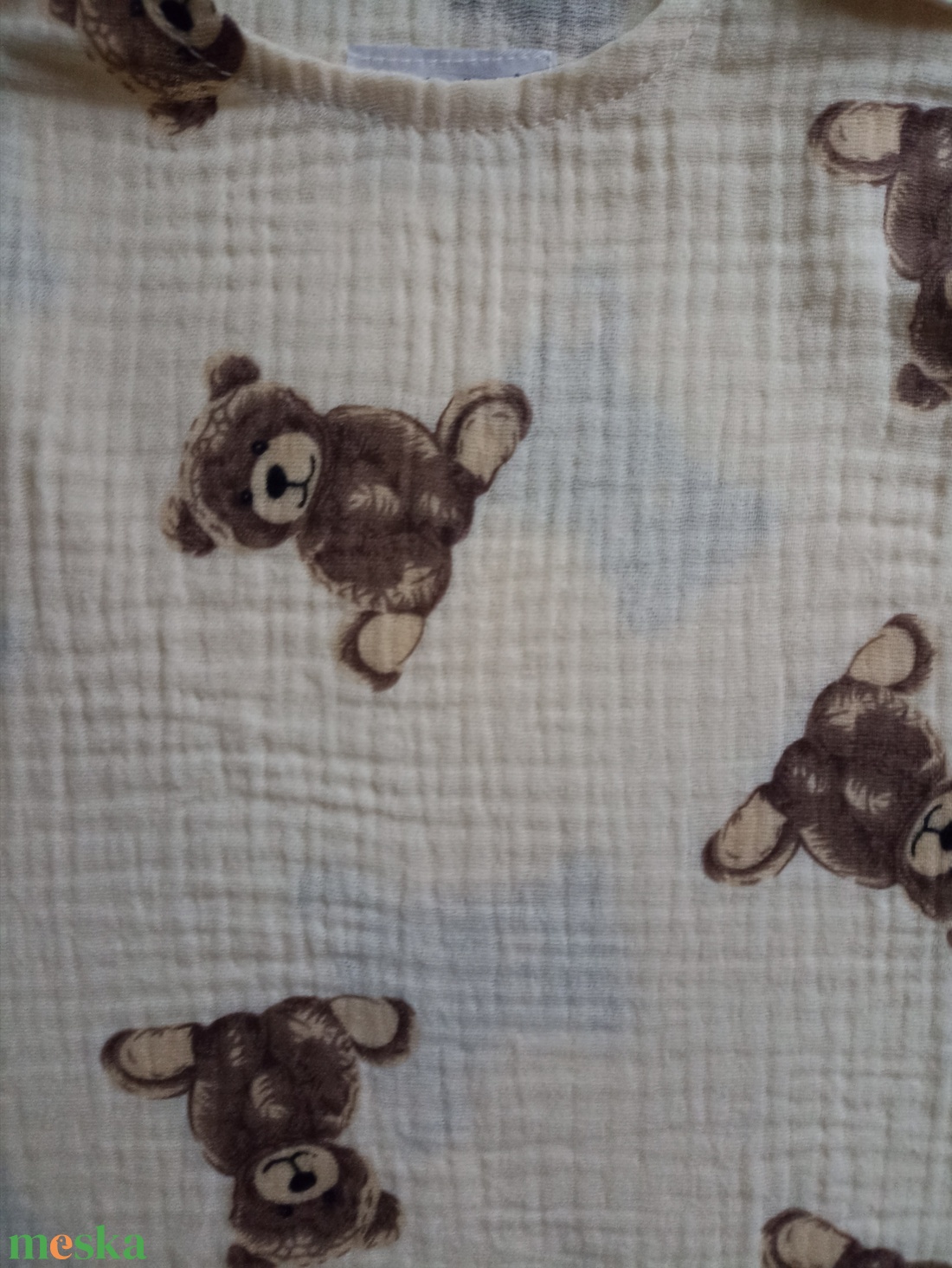 92-98-104-es Nyári muszlin tipegő hálózsák duplagéz macis - baba - mama - babaruházat - tipegőhálózsák - Meska.hu