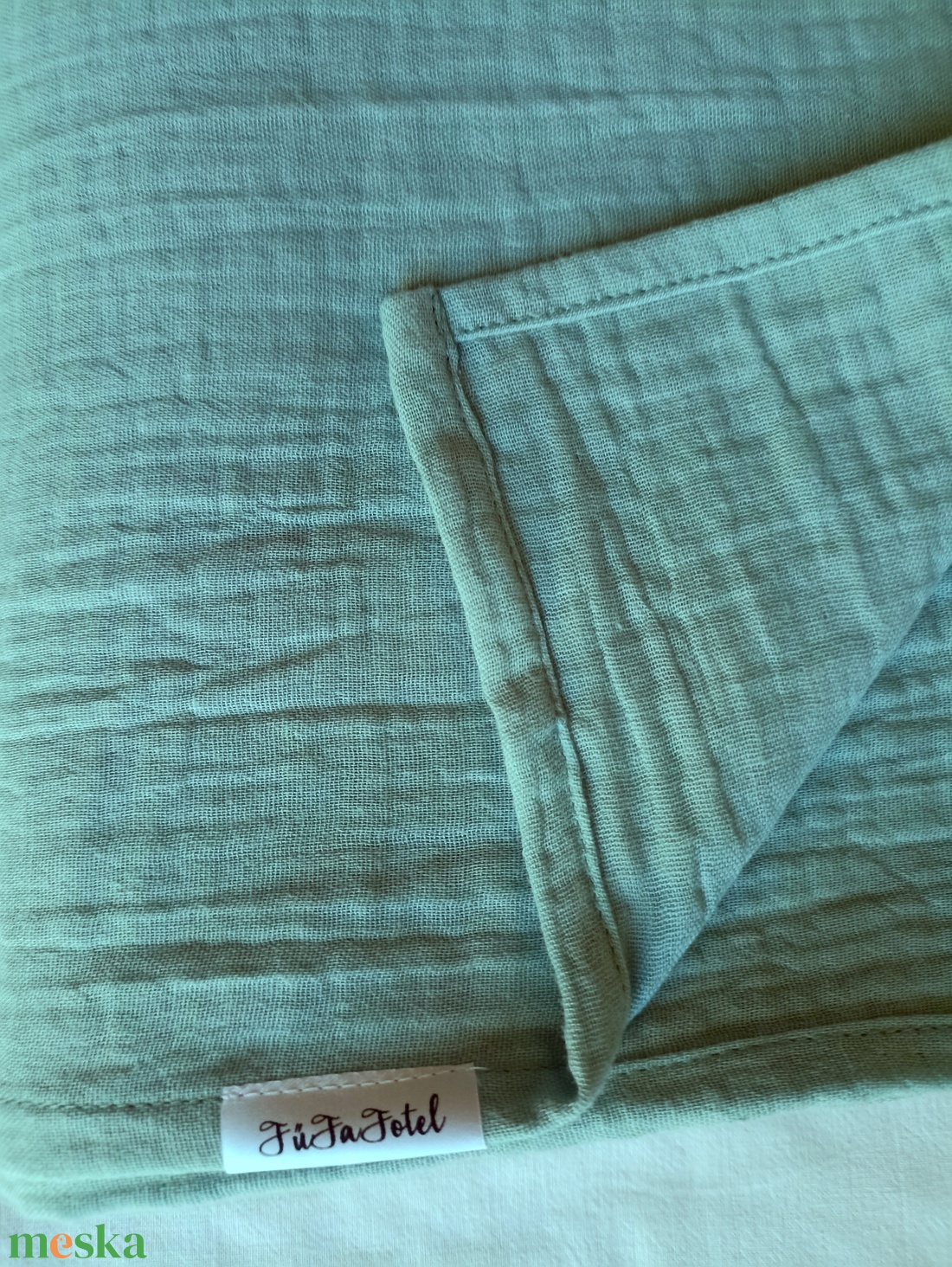 Nyári kánikula duplagéz felnőtt takaró muszlin 140x190 cm zsálya - otthon & életmód - lakástextil - felnőtt takaró, pléd - Meska.hu