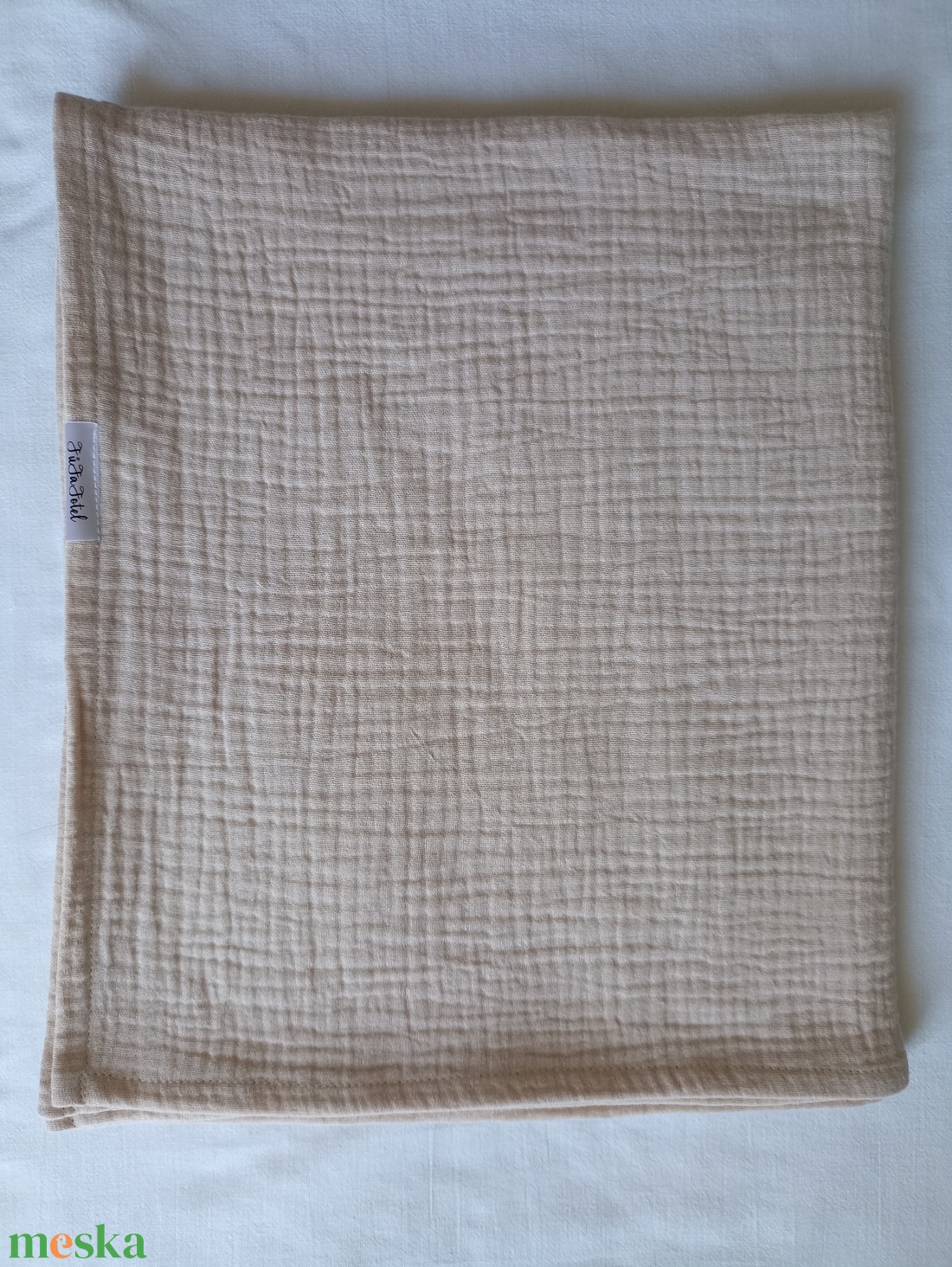 Nyári muszlin babatakaró kánikula duplagéz gyerektakaró 70x90 cm drapp - baba - mama - baba ágynemű - babatakaró, gyerek pléd - Meska.hu