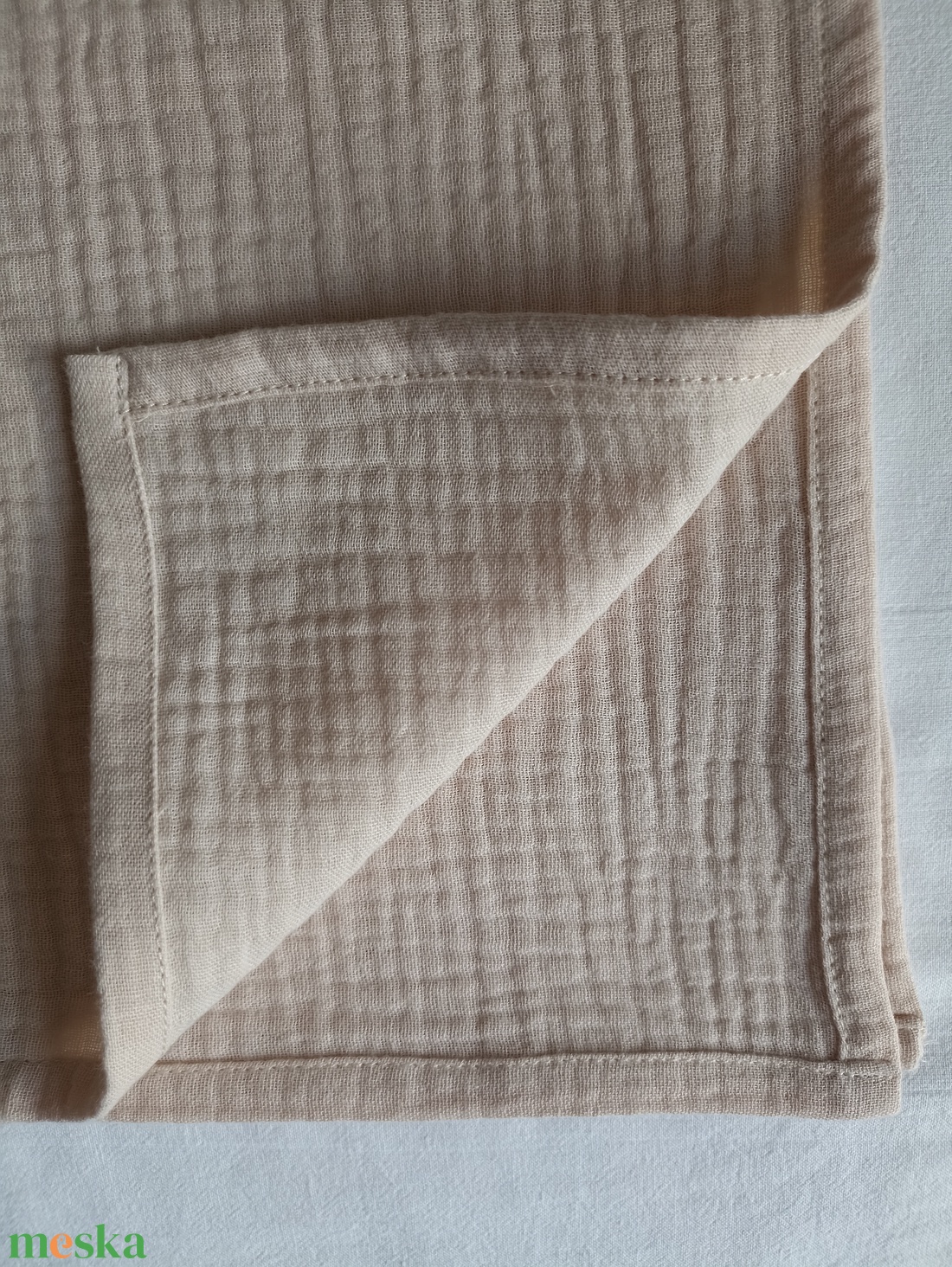 Nyári muszlin babatakaró kánikula duplagéz gyerektakaró 70x90 cm drapp - baba - mama - baba ágynemű - babatakaró, gyerek pléd - Meska.hu