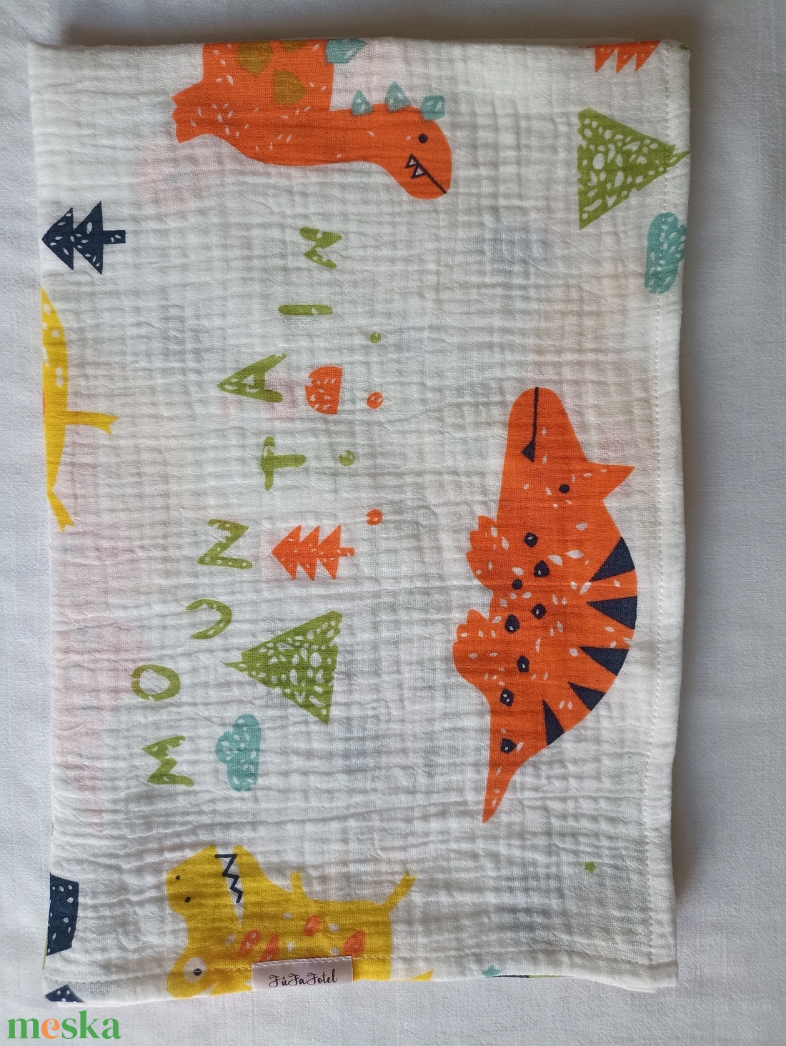  140x190 cm  Nyári muszlin felnőtt takaró kánikula duplagéz színes dínós - otthon & életmód - lakástextil - felnőtt takaró, pléd - Meska.hu