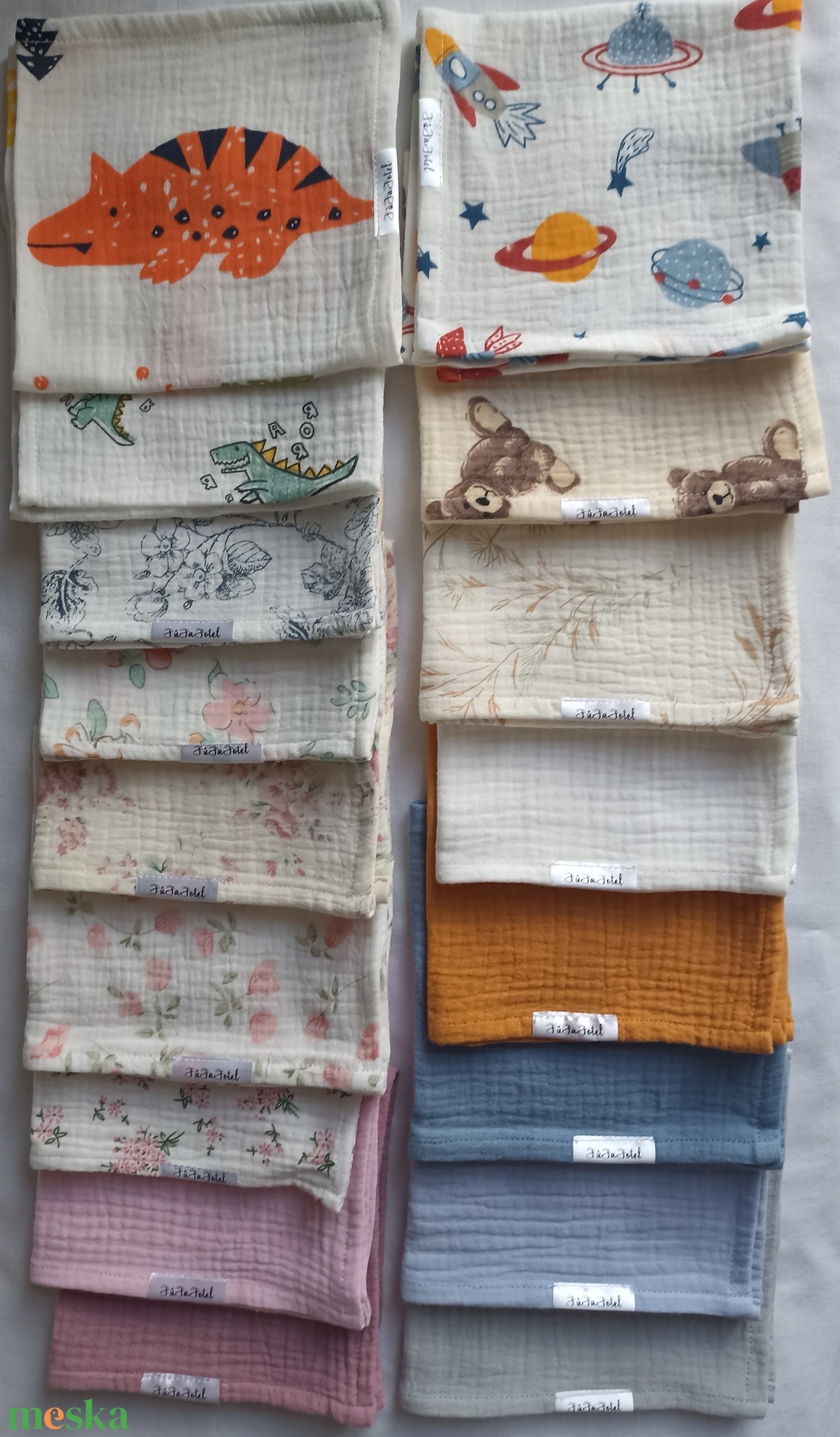 10 db Muszlin babakendő 32x32 cm, rongyi nyunyóka duplagéz kendő - baba - mama - baba játékok - szundikendő, alvóka - Meska.hu