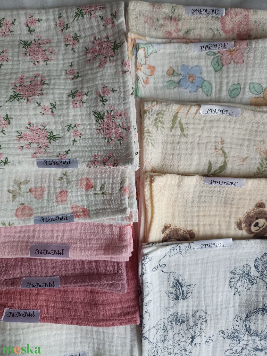 10 db Muszlin babakendő 32x32 cm, rongyi nyunyóka duplagéz kendő - baba - mama - baba játékok - szundikendő, alvóka - Meska.hu