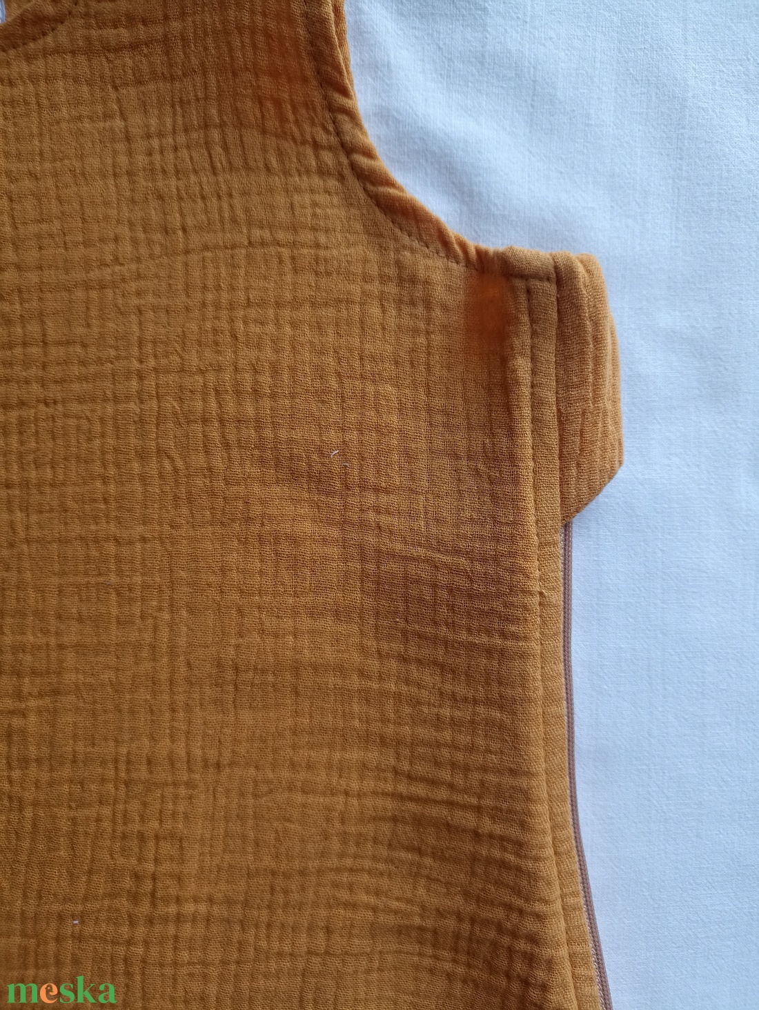 80-86-92-es nyári muszlin tipegő hálózsák duplagéz mustár - baba - mama - babaruházat - tipegőhálózsák - Meska.hu