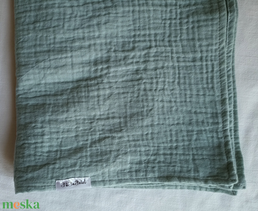 Nyári muszlin kánikula ovistakaró duplagéz gyerektakaró 100x130 cm zsálya - baba - mama - baba ágynemű - babatakaró, gyerek pléd - Meska.hu