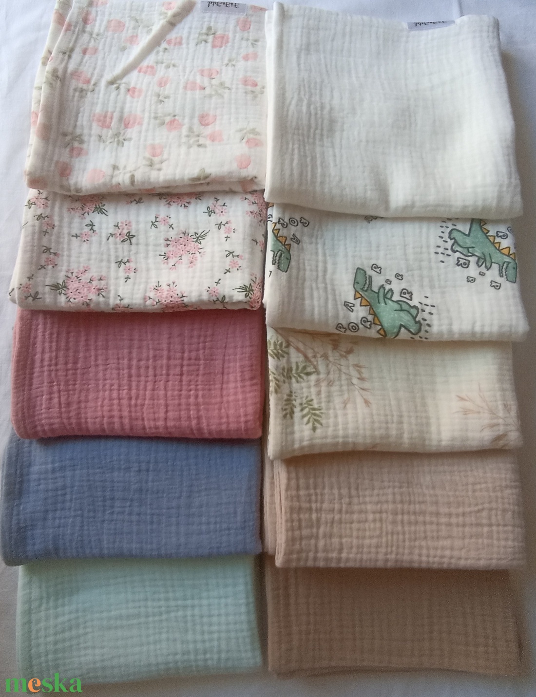 5 db Baba Muszlin Nagykendő 70x70 cm duplagéz babakendő, kifogó, nyunyóka - baba - mama - szoptatási, etetési kellékek - büfikendő - Meska.hu