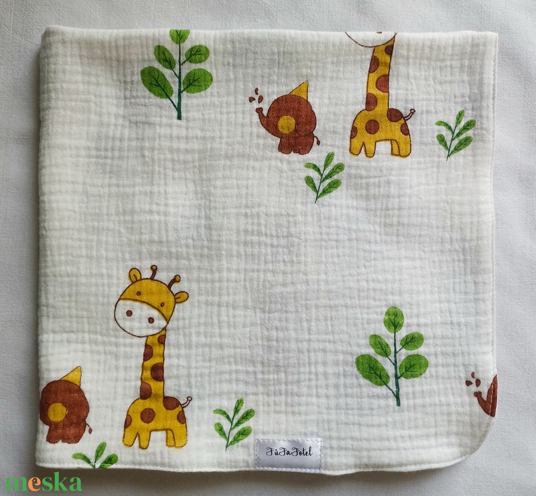 Duplagéz babakendő, muszlin, rongyi, nyunyóka, gézkendő 40x40 cm zsiráf - baba - mama - baba játékok - szundikendő, alvóka - Meska.hu