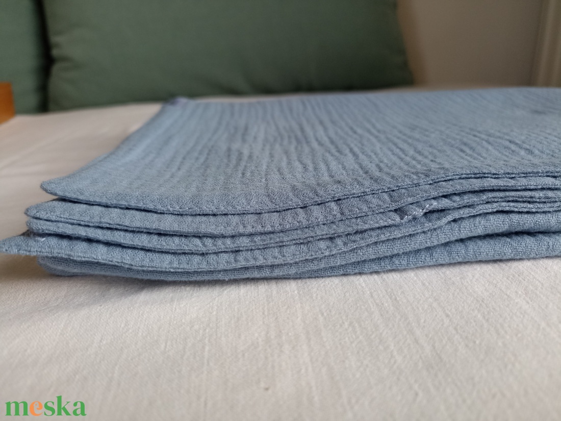 Kétrétegű muszlin ovis géztakaró nyári ovistakaró 100x130 cm farmerkék - baba - mama - baba ágynemű - babatakaró, gyerek pléd - Meska.hu