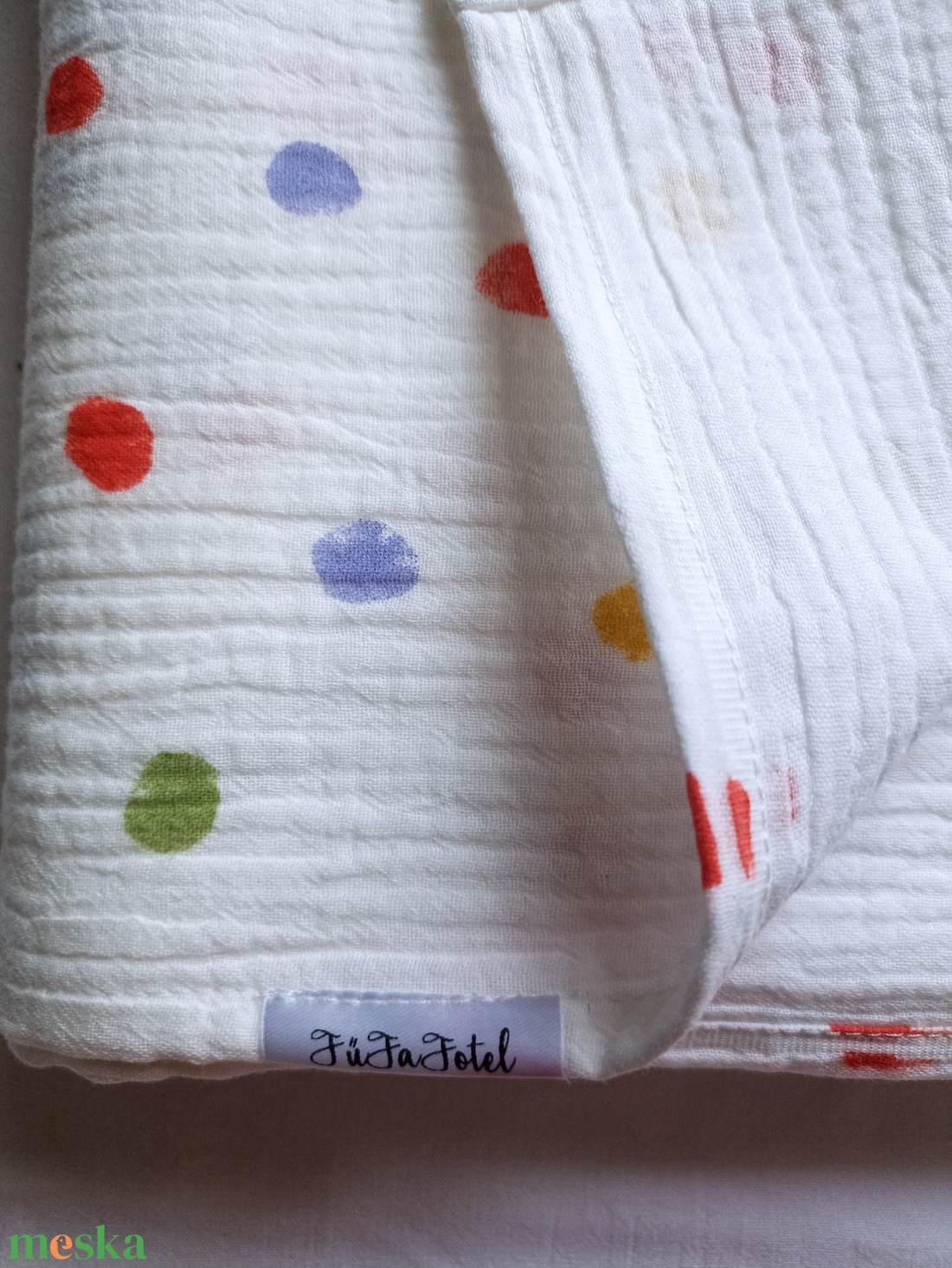 Nyári muszlin babatakaró kánikula duplagéz gyerektakaró 70x90 cm színes pöttyös - baba - mama - baba ágynemű - babatakaró, gyerek pléd - Meska.hu