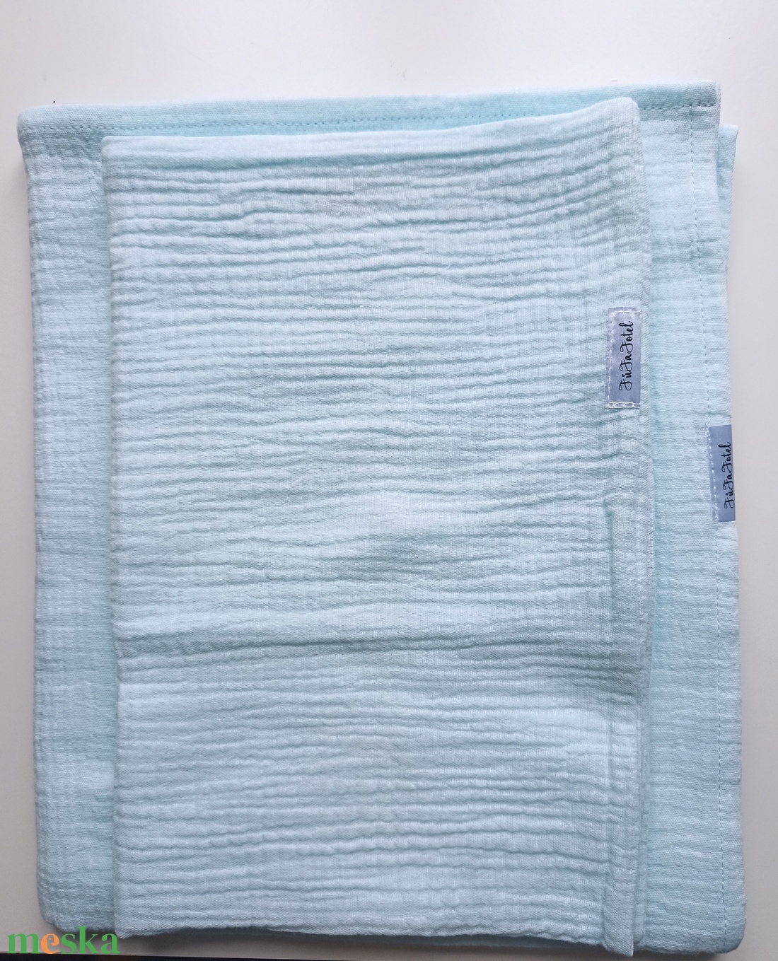 Muszlin gyerekágynemű szett: takaró + párnahuzat oviba duplagéz gyerektakaró 100x130 cm égkék - játék & sport - ovis felszerelés - ovis ágynemű - Meska.hu