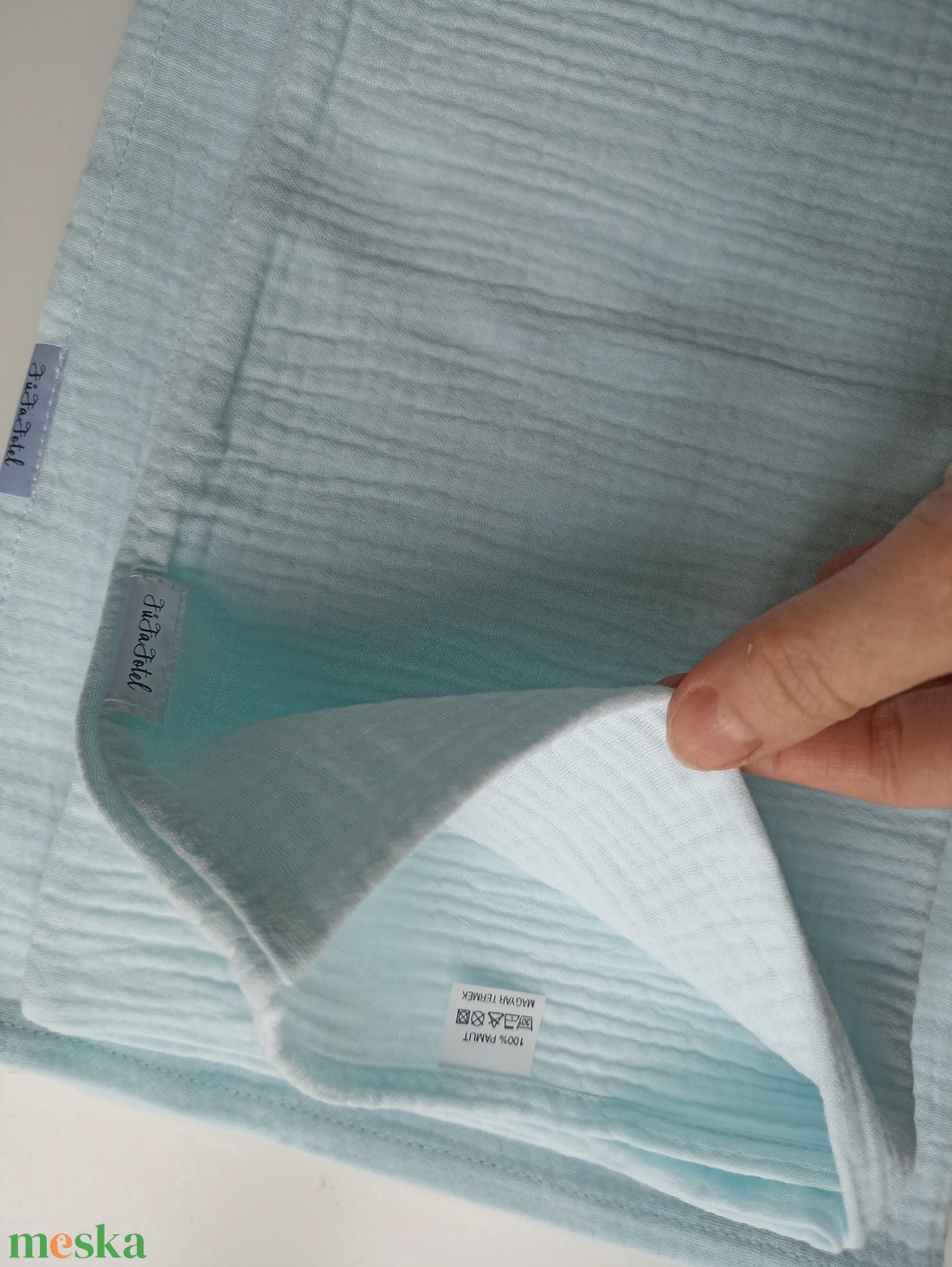 Muszlin gyerekágynemű szett: takaró + párnahuzat oviba duplagéz gyerektakaró 100x130 cm égkék - játék & sport - ovis felszerelés - ovis ágynemű - Meska.hu