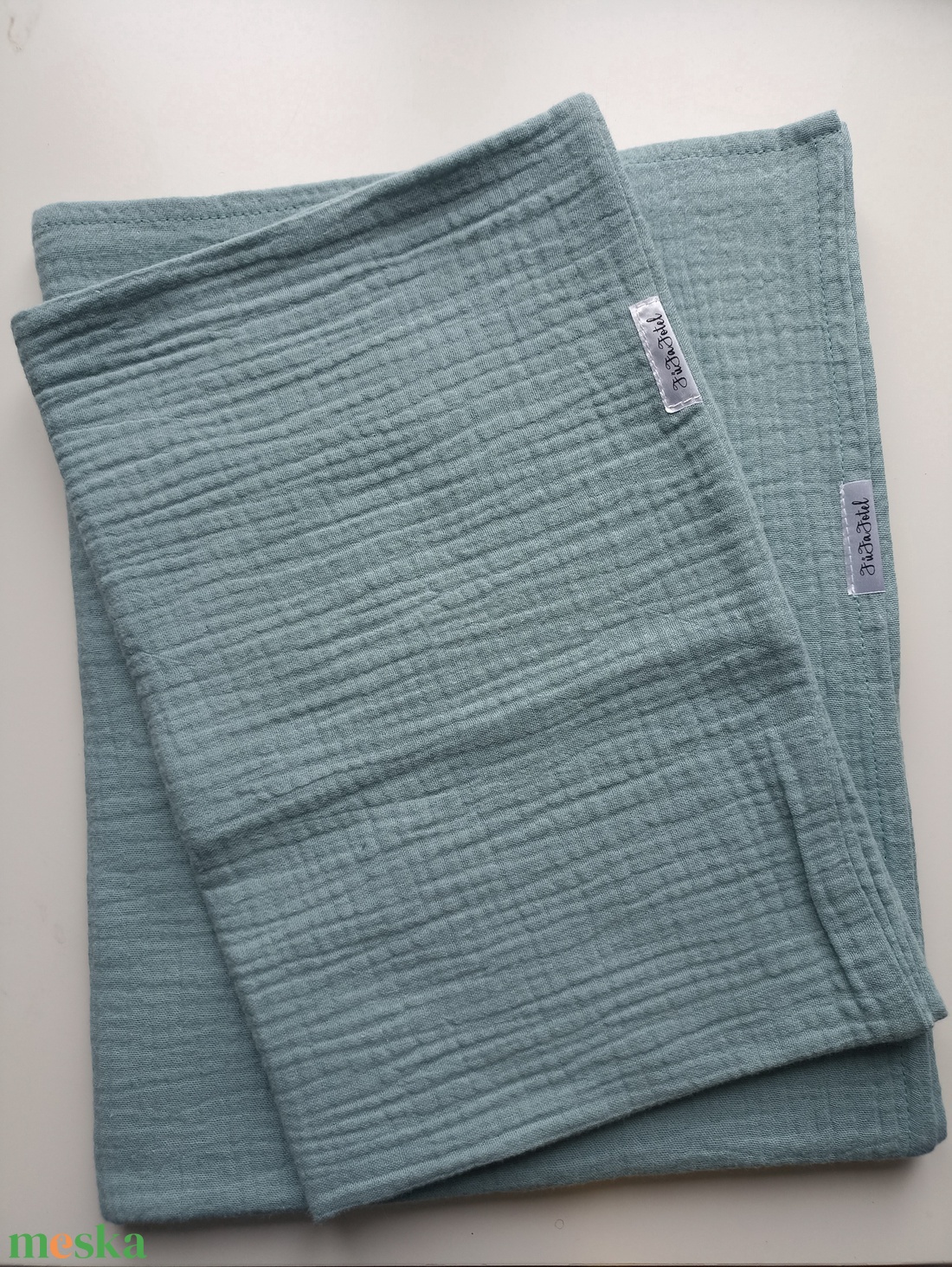 Muszlin gyerekágynemű szett: takaró + párnahuzat oviba duplagéz gyerektakaró 100x130 cm zsálya - játék & sport - ovis felszerelés - ovis ágynemű - Meska.hu