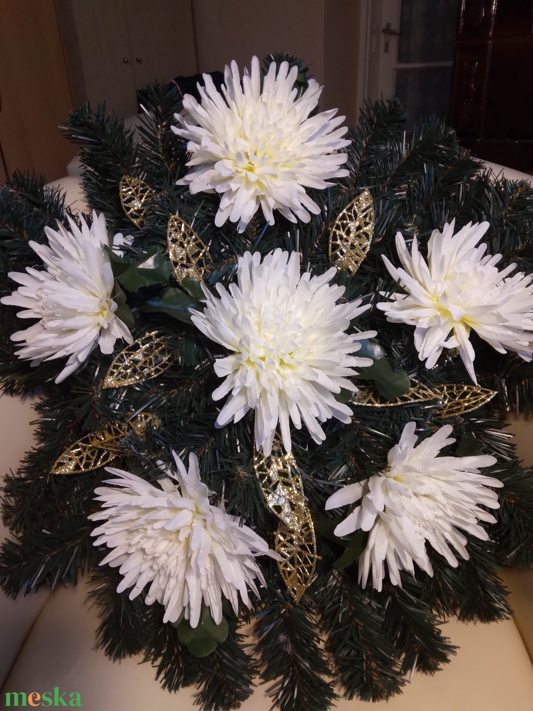 temetői koszorú - otthon & életmód - vallás - temetkezési tárgy - sírkoszorú, kegyeleti koszorú - Meska.hu