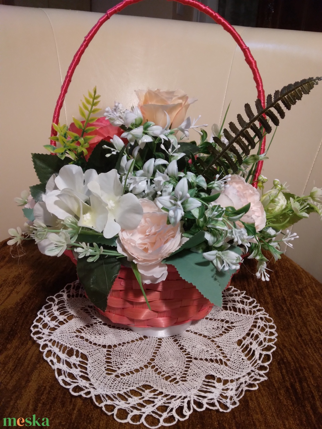 virág kosár - otthon & életmód - virágdekoráció - virágdíszek - asztali virágdísz - Meska.hu