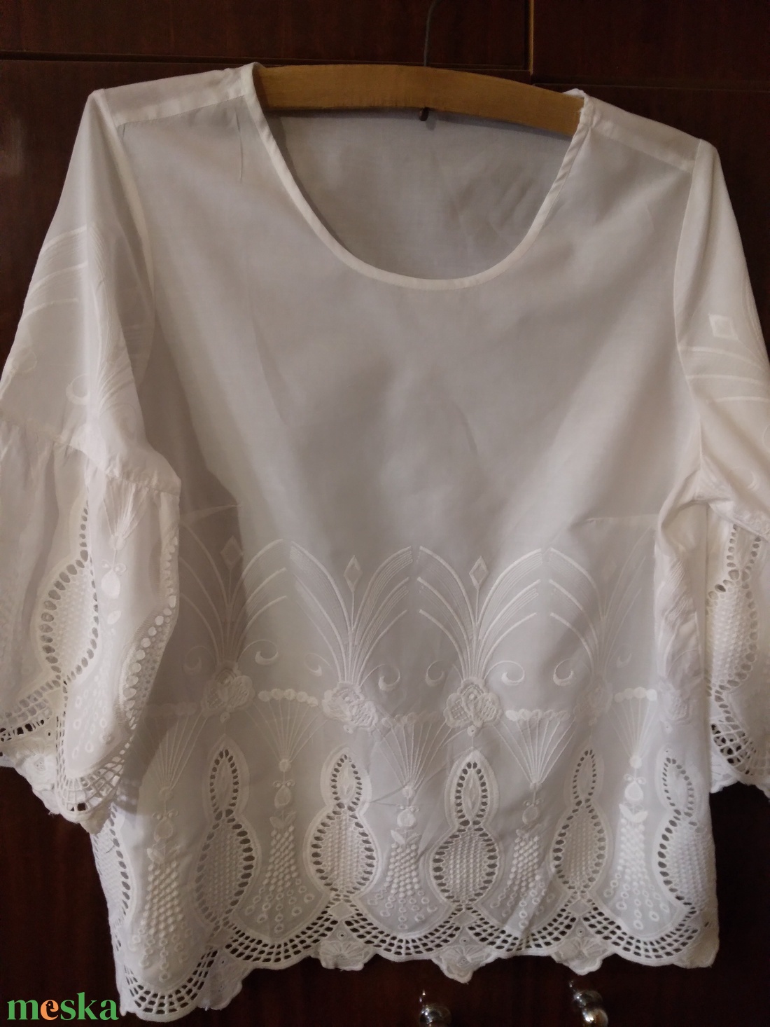 női blúz, gépi hímzéssel - ruha & divat - női ruha - blúz - Meska.hu