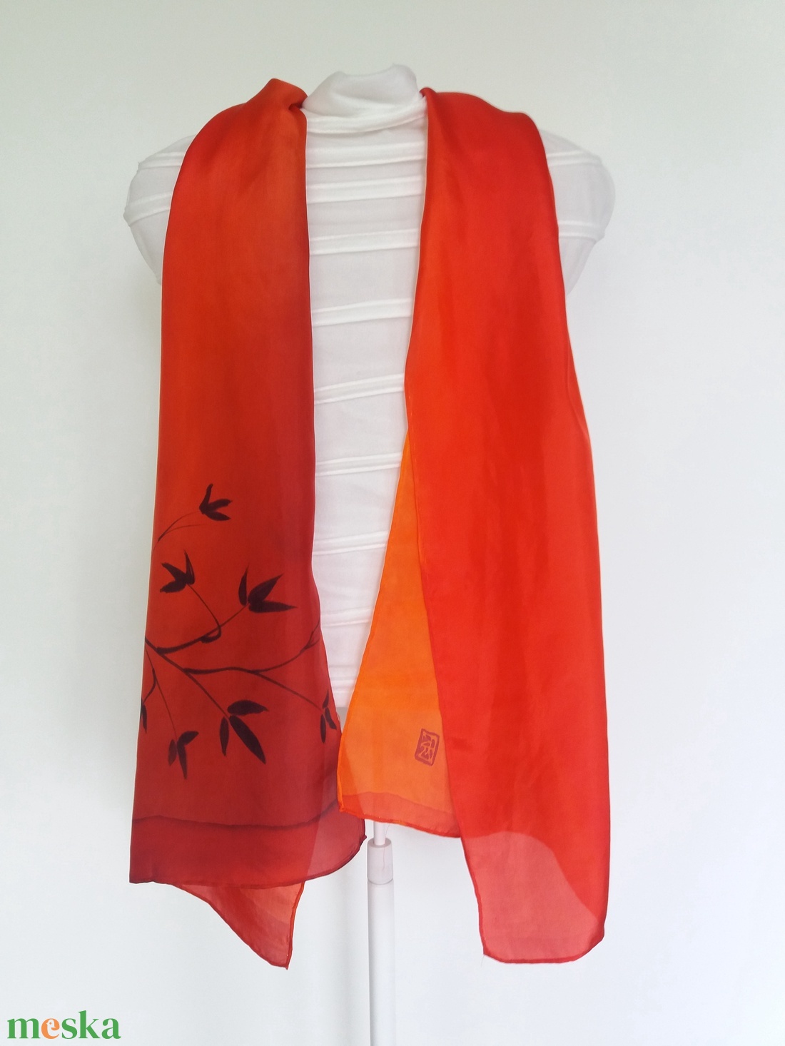 piros árnyalatokra festett hernyóselyem sál- 150x40cm sál - ruha & divat - sál, sapka, kendő - stóla - Meska.hu piros árnyalatokra festett hernyóselyem sál- 150x40cm sál - ruha & divat - sál, sapka, kendő - stóla - Meska.hu