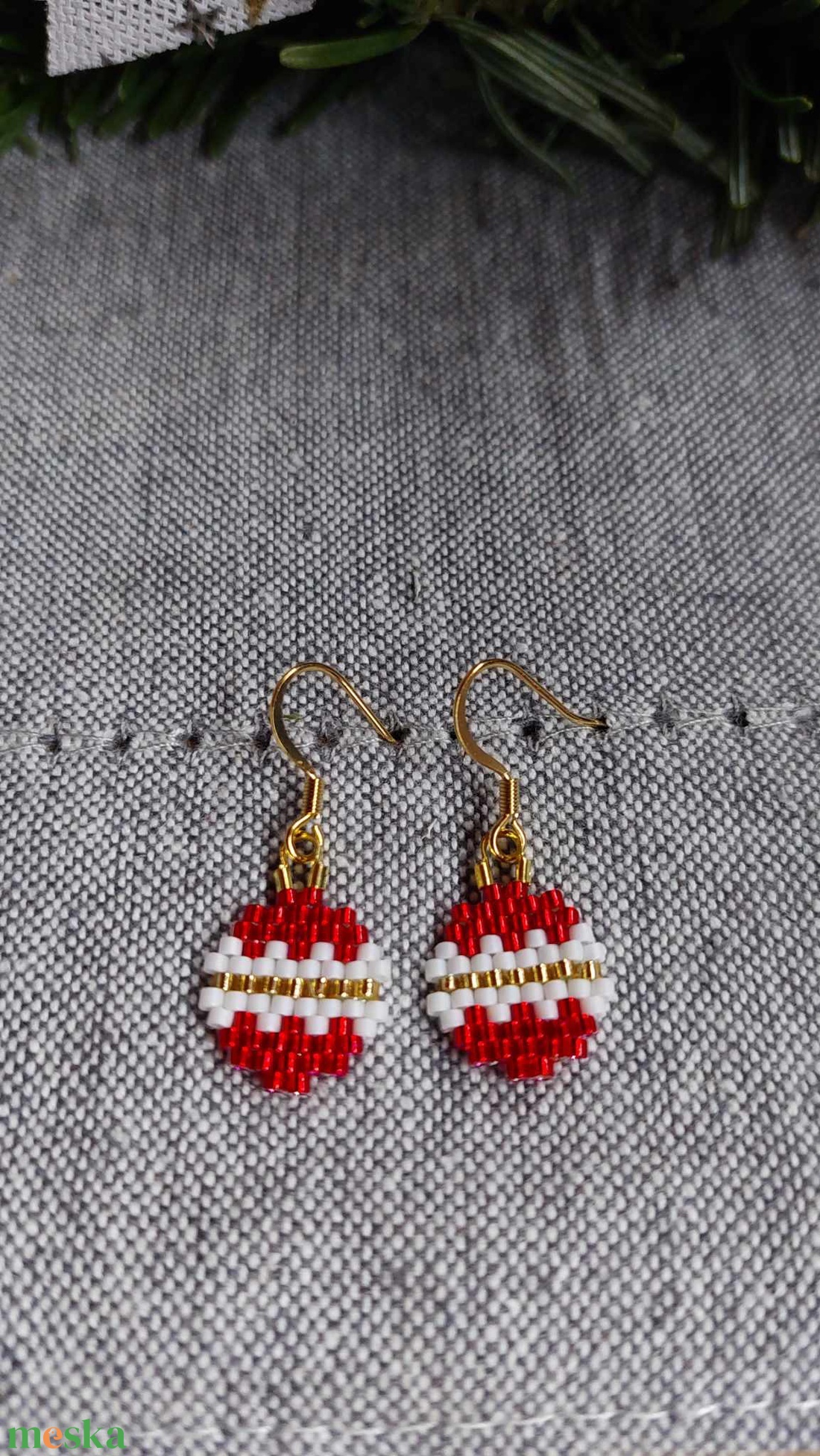 Karácsonyi móka - karácsonyfadísz mini fülbevaló - ékszer - fülbevaló - lógó fülbevaló - Meska.hu