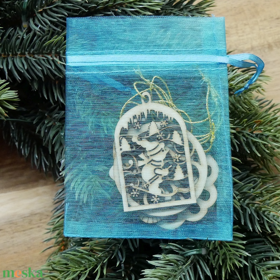 Karácsonyfadísz szett 13.    (4 db natúr fa dísz) - karácsony - karácsonyi lakásdekoráció - karácsonyfadíszek - Meska.hu