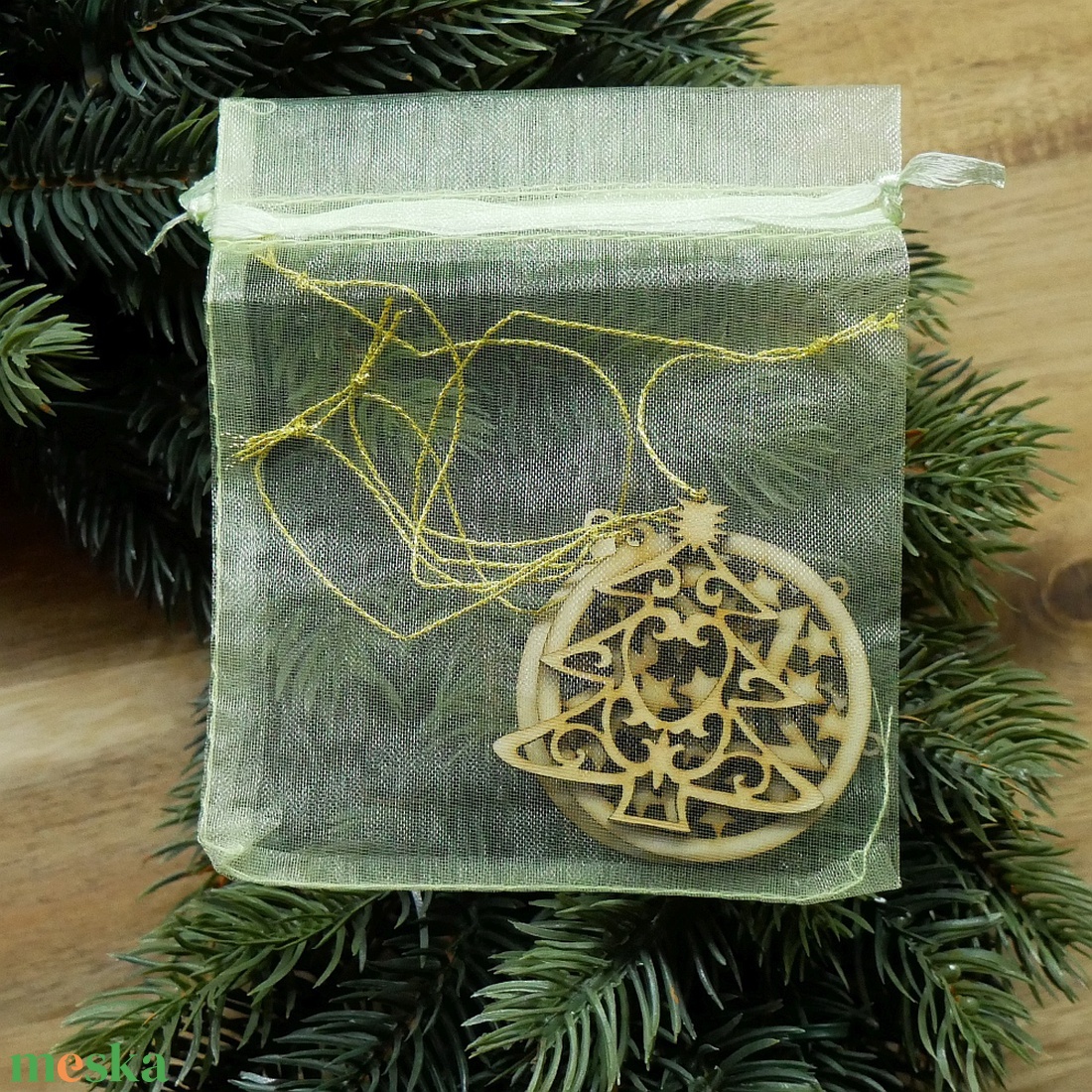 Karácsonyfadísz szett 2.    (4 db natúr fa dísz) - karácsony - karácsonyi lakásdekoráció - karácsonyfadíszek - Meska.hu