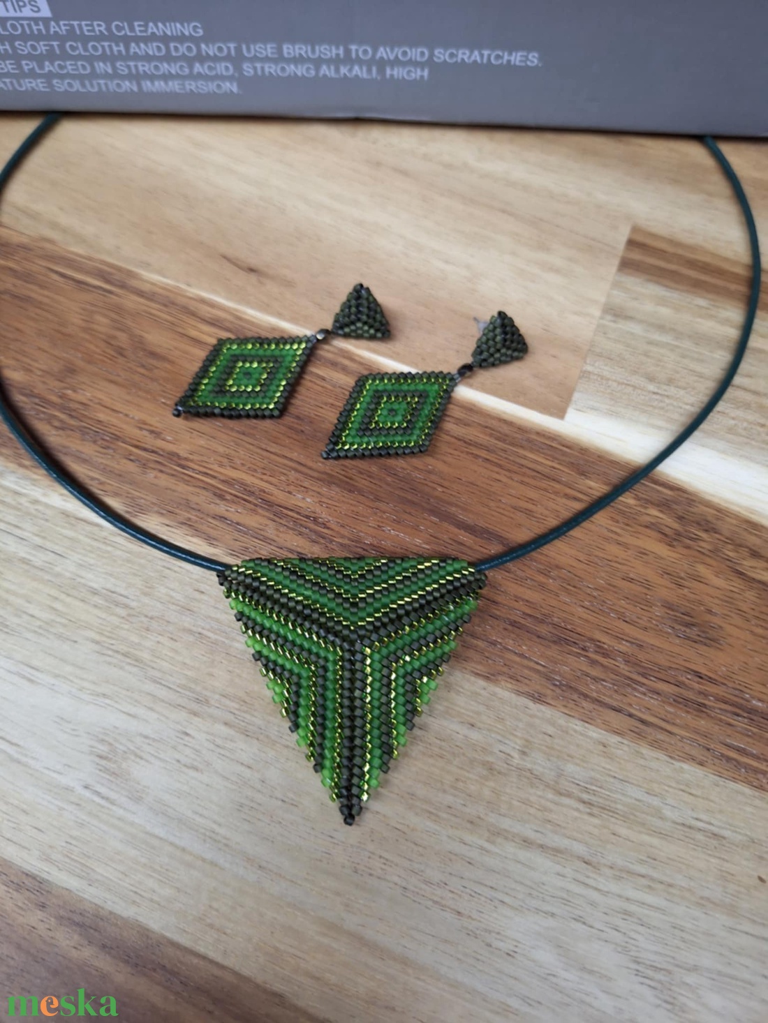 Ékszerszett (medál + füli) - zöld - ékszer - ékszerszett - Meska.hu