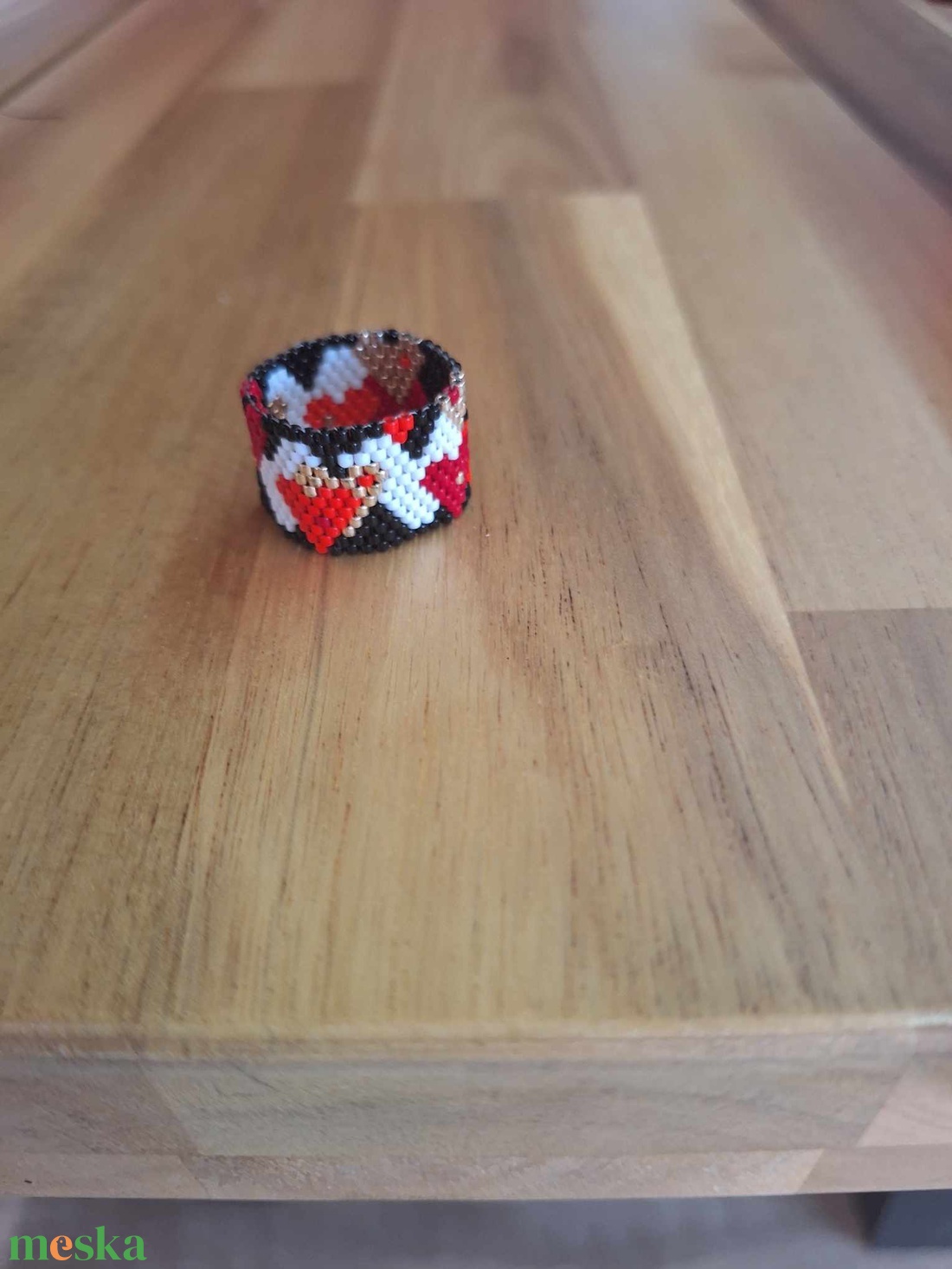 Szívecskés gyűrű - ékszer - gyűrű - gyöngyös gyűrű - Meska.hu