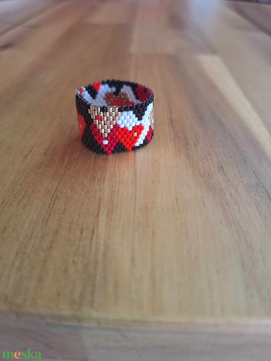 Szívecskés gyűrű - ékszer - gyűrű - gyöngyös gyűrű - Meska.hu