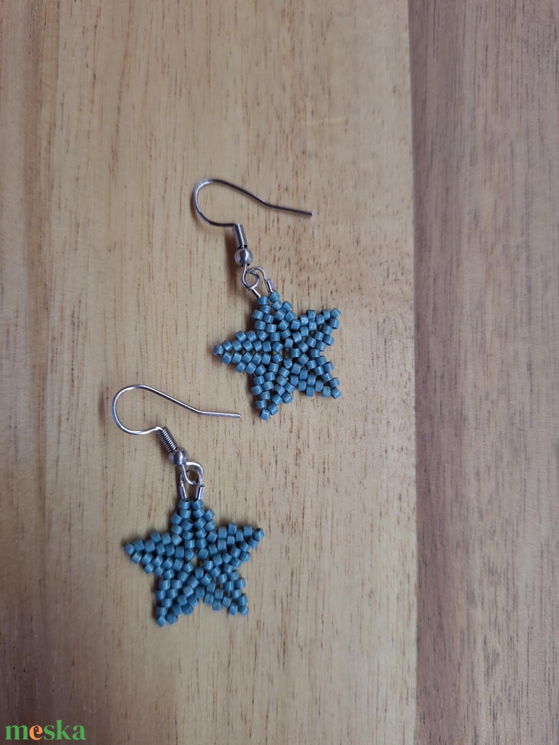 Kiscsillag fülbevaló (petrolkék) - ékszer - fülbevaló - lógó fülbevaló - Meska.hu