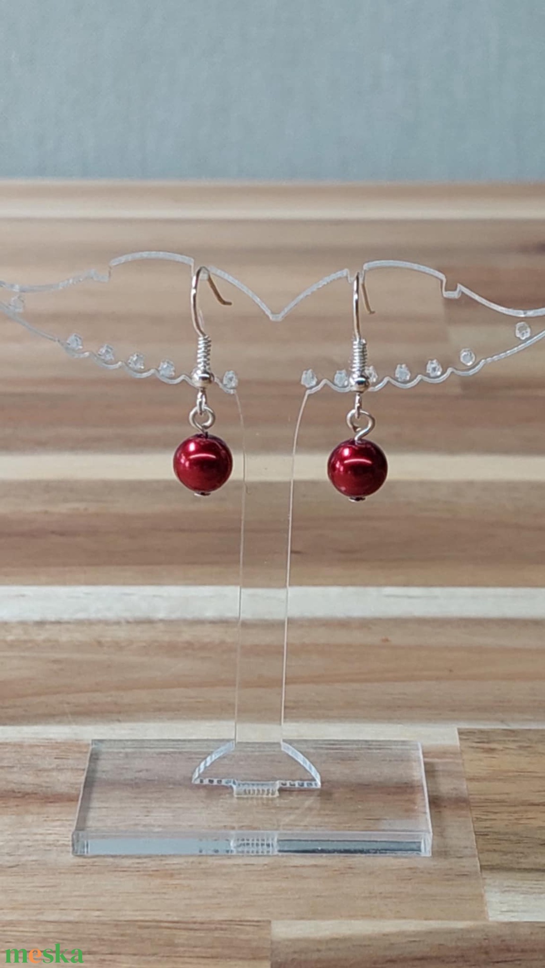 Tekla fülbevaló 25. (bordó) - ékszer - fülbevaló - lógó fülbevaló - Meska.hu