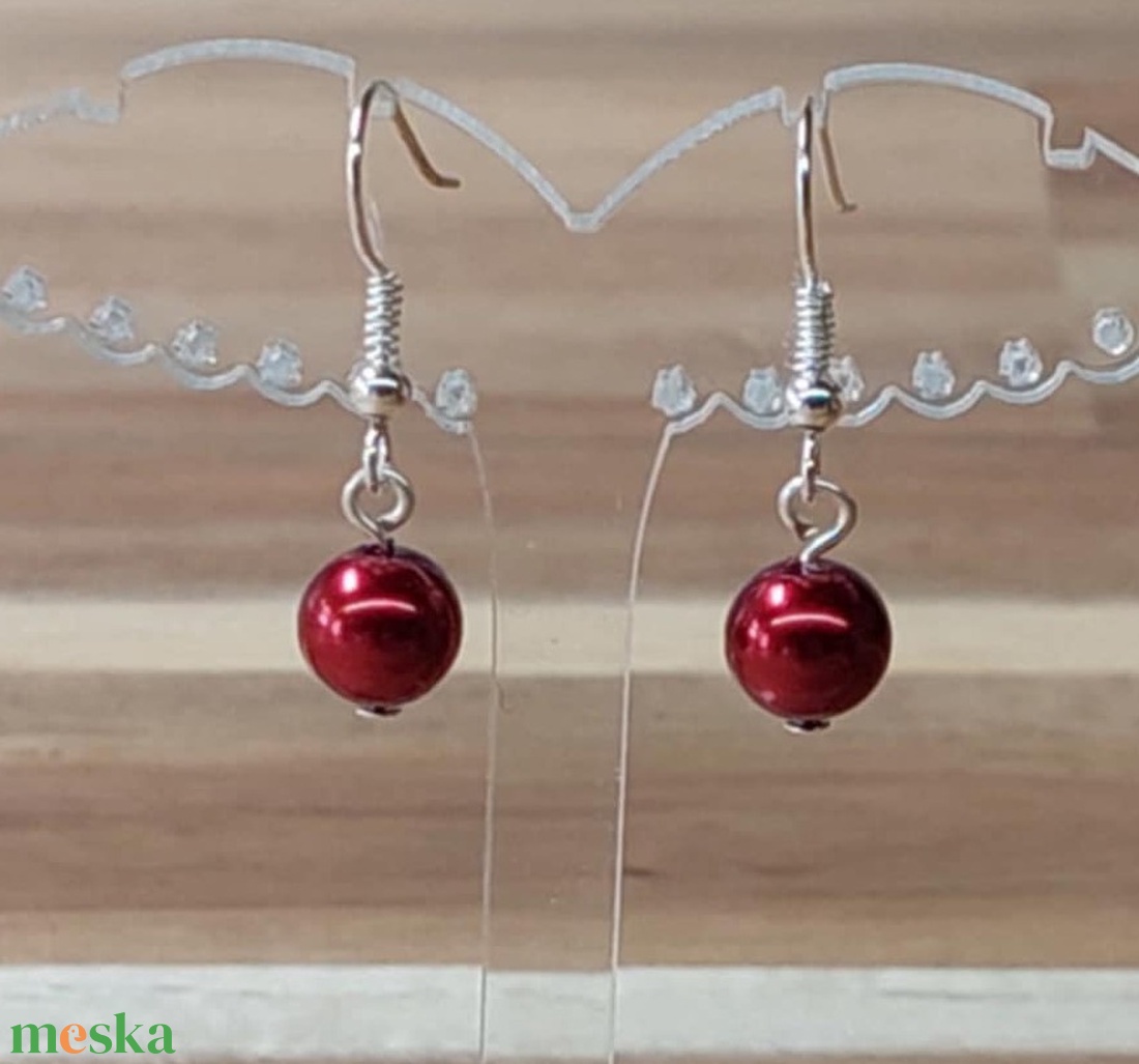 Tekla fülbevaló 25. (bordó) - ékszer - fülbevaló - lógó fülbevaló - Meska.hu