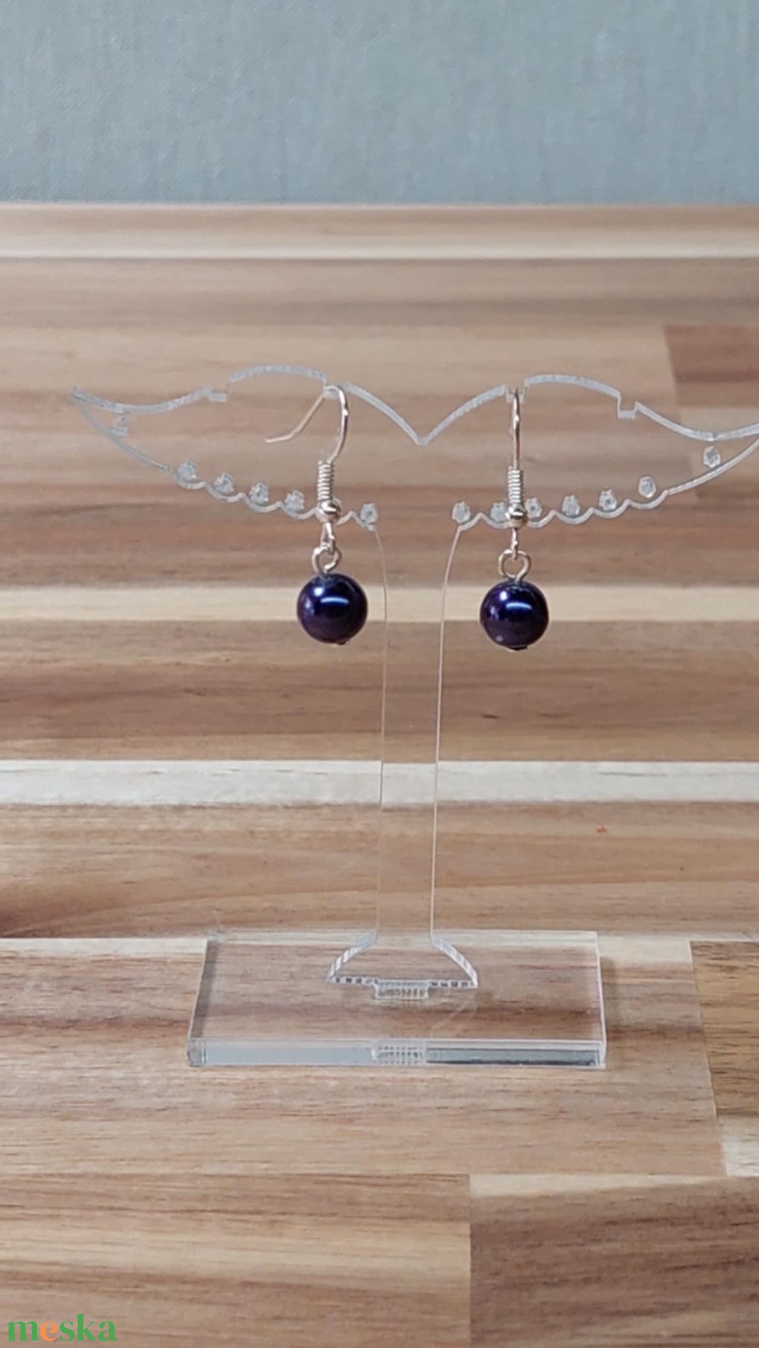 Tekla fülbevaló 22. (sötét padlizsán) - ékszer - fülbevaló - lógó fülbevaló - Meska.hu