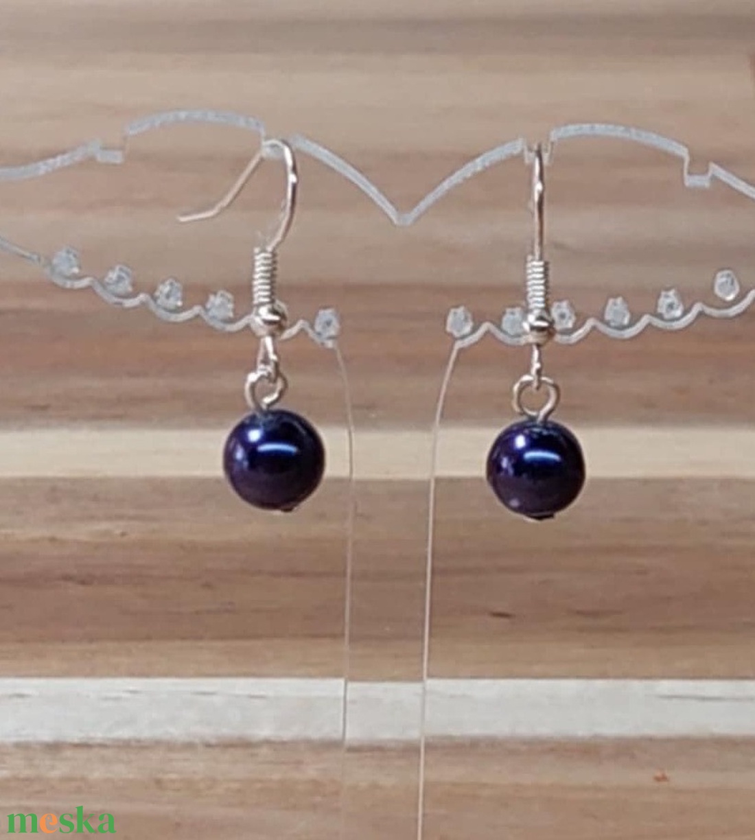 Tekla fülbevaló 22. (sötét padlizsán) - ékszer - fülbevaló - lógó fülbevaló - Meska.hu