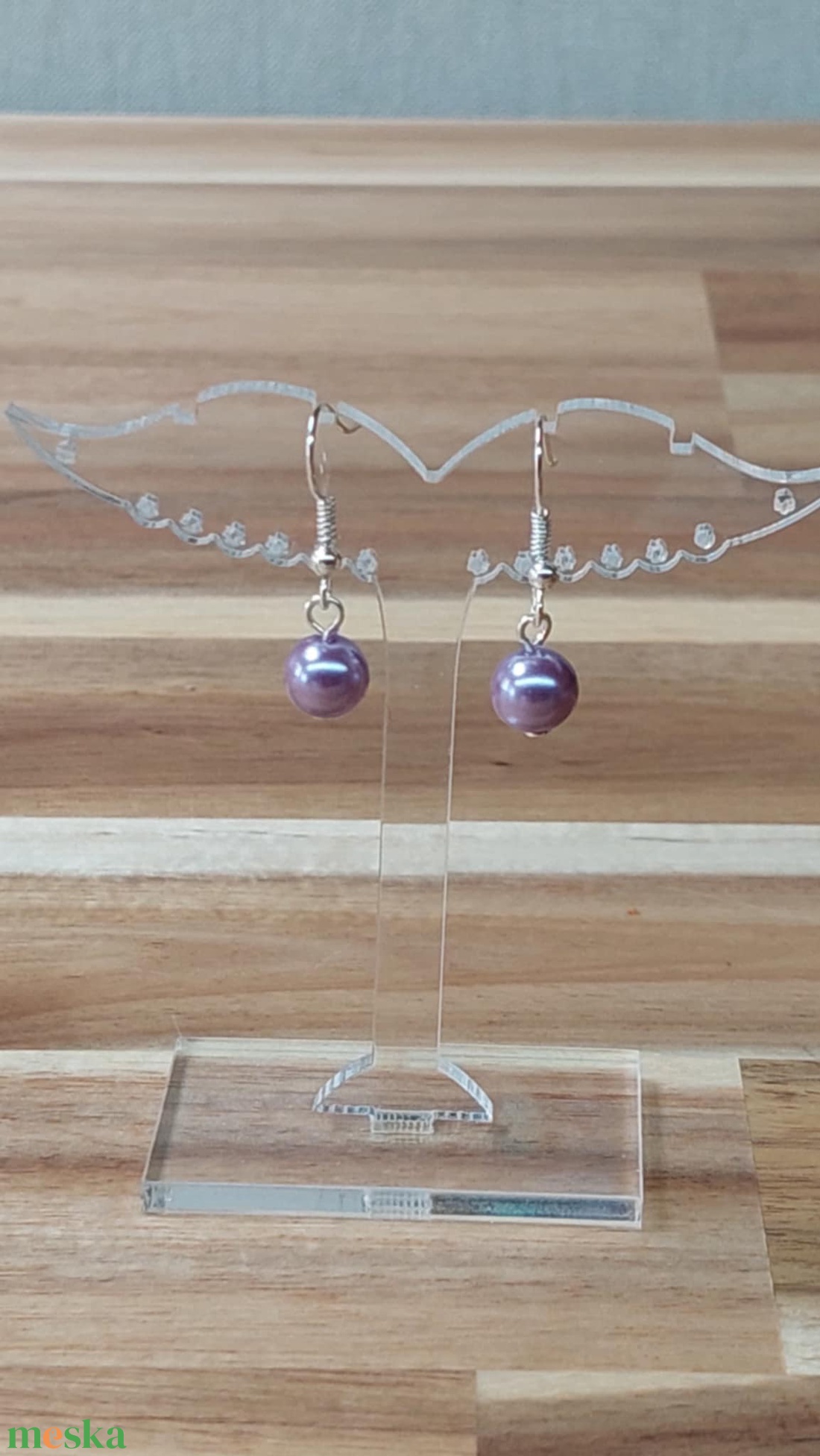 Tekla fülbevaló 15. (lila) - ékszer - fülbevaló - lógó fülbevaló - Meska.hu