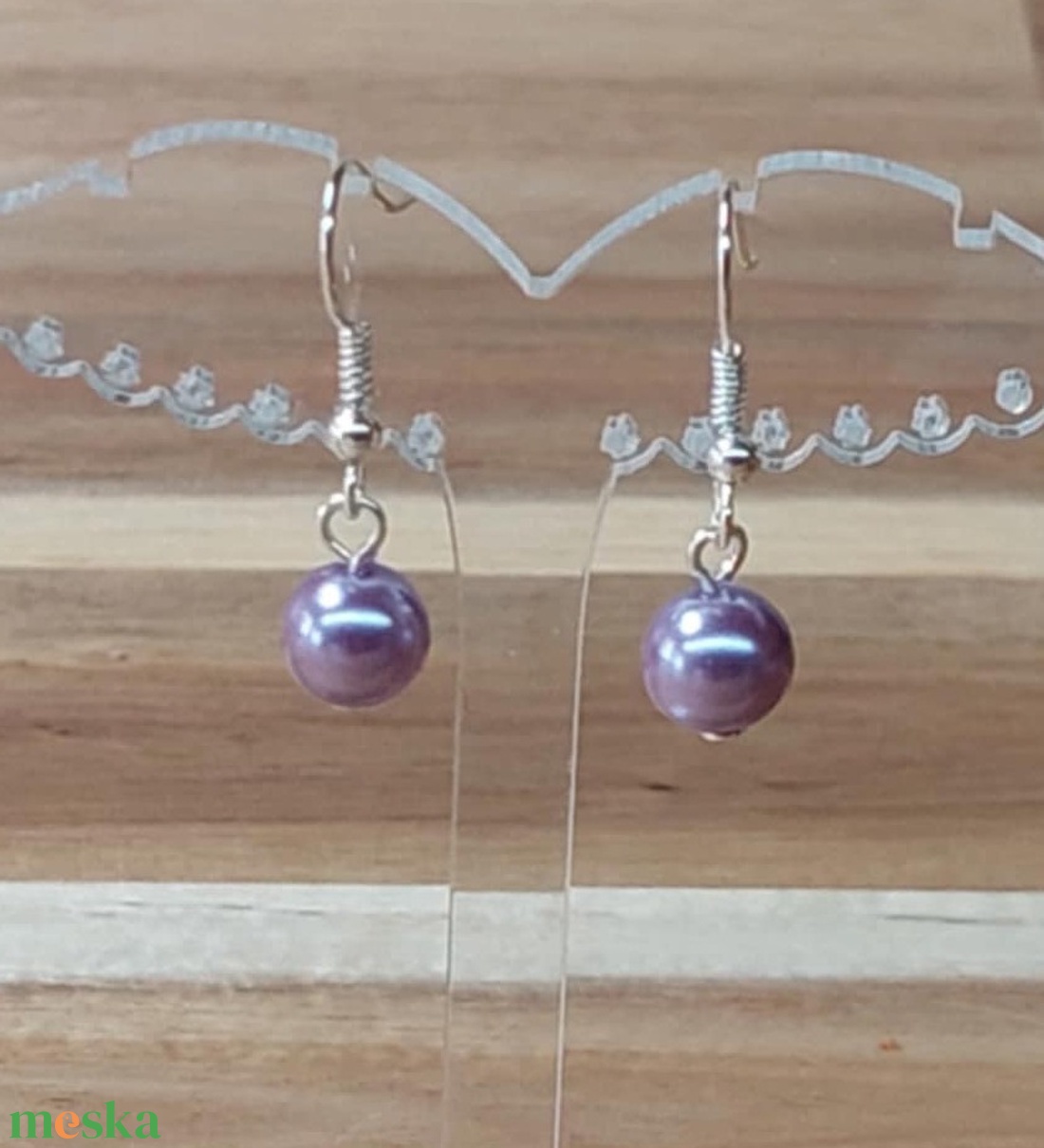 Tekla fülbevaló 15. (lila) - ékszer - fülbevaló - lógó fülbevaló - Meska.hu
