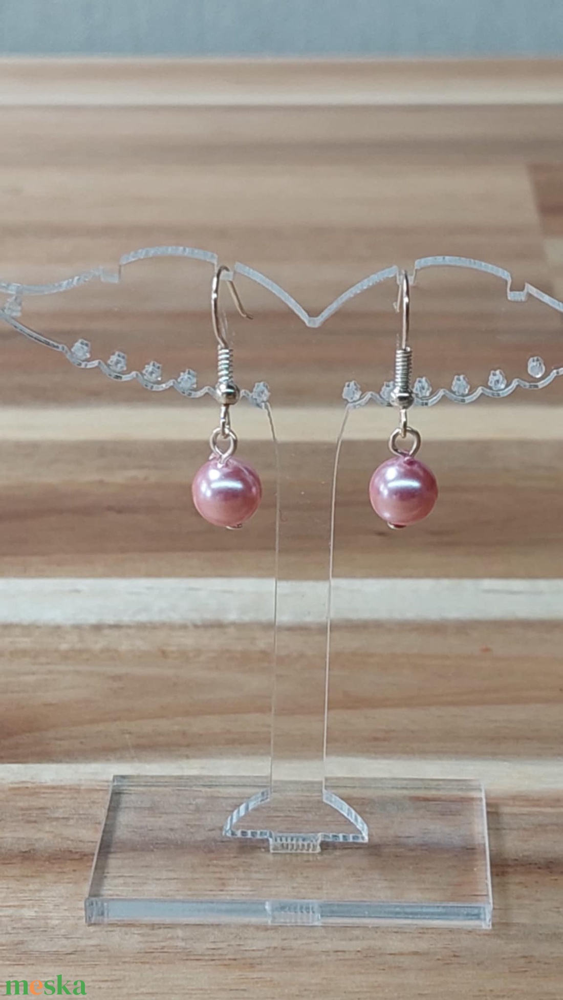 Tekla fülbevaló 13. (rózsaszín) - ékszer - fülbevaló - lógó fülbevaló - Meska.hu