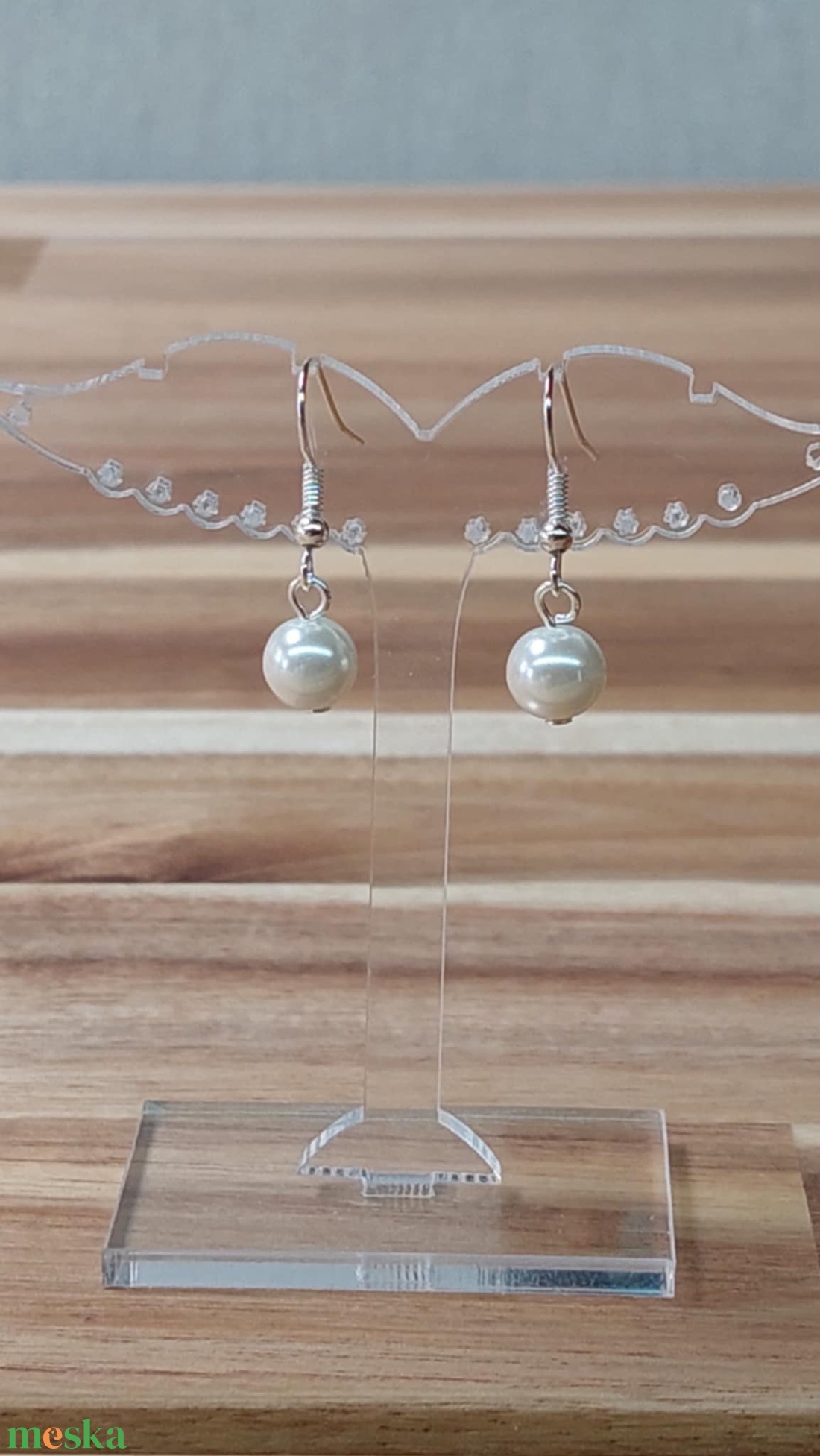 Tekla fülbevaló 3. (törtfehér) - ékszer - fülbevaló - lógó fülbevaló - Meska.hu