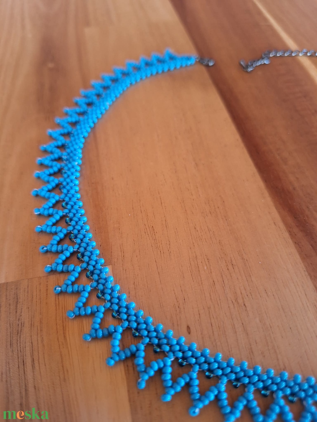 Cakkos gyöngyszalag (világoskék) - ékszer - nyaklánc - nyakpánt, gallér - Meska.hu