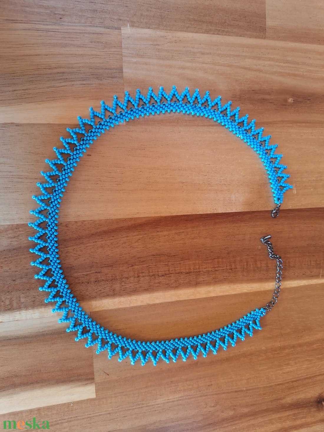 Cakkos gyöngyszalag (világoskék) - ékszer - nyaklánc - nyakpánt, gallér - Meska.hu