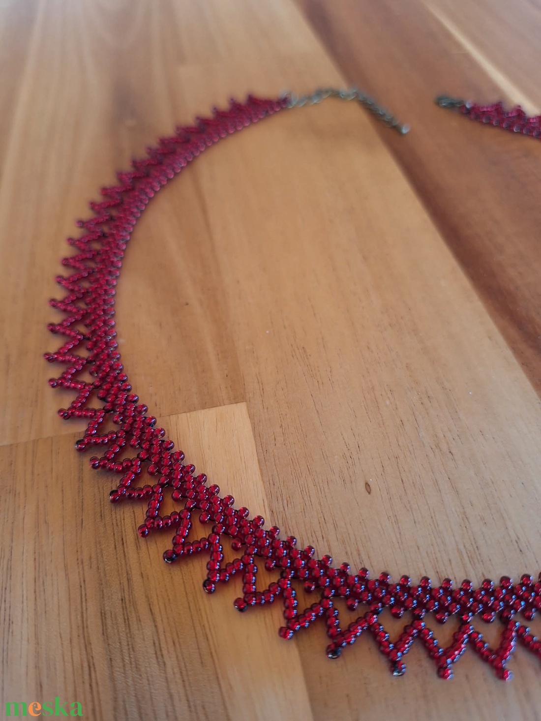 Cakkos gyöngyszalag (bordó) - ékszer - nyaklánc - nyakpánt, gallér - Meska.hu