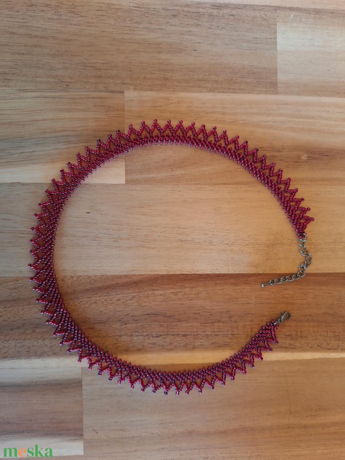 Cakkos gyöngyszalag (bordó) - ékszer - nyaklánc - nyakpánt, gallér - Meska.hu
