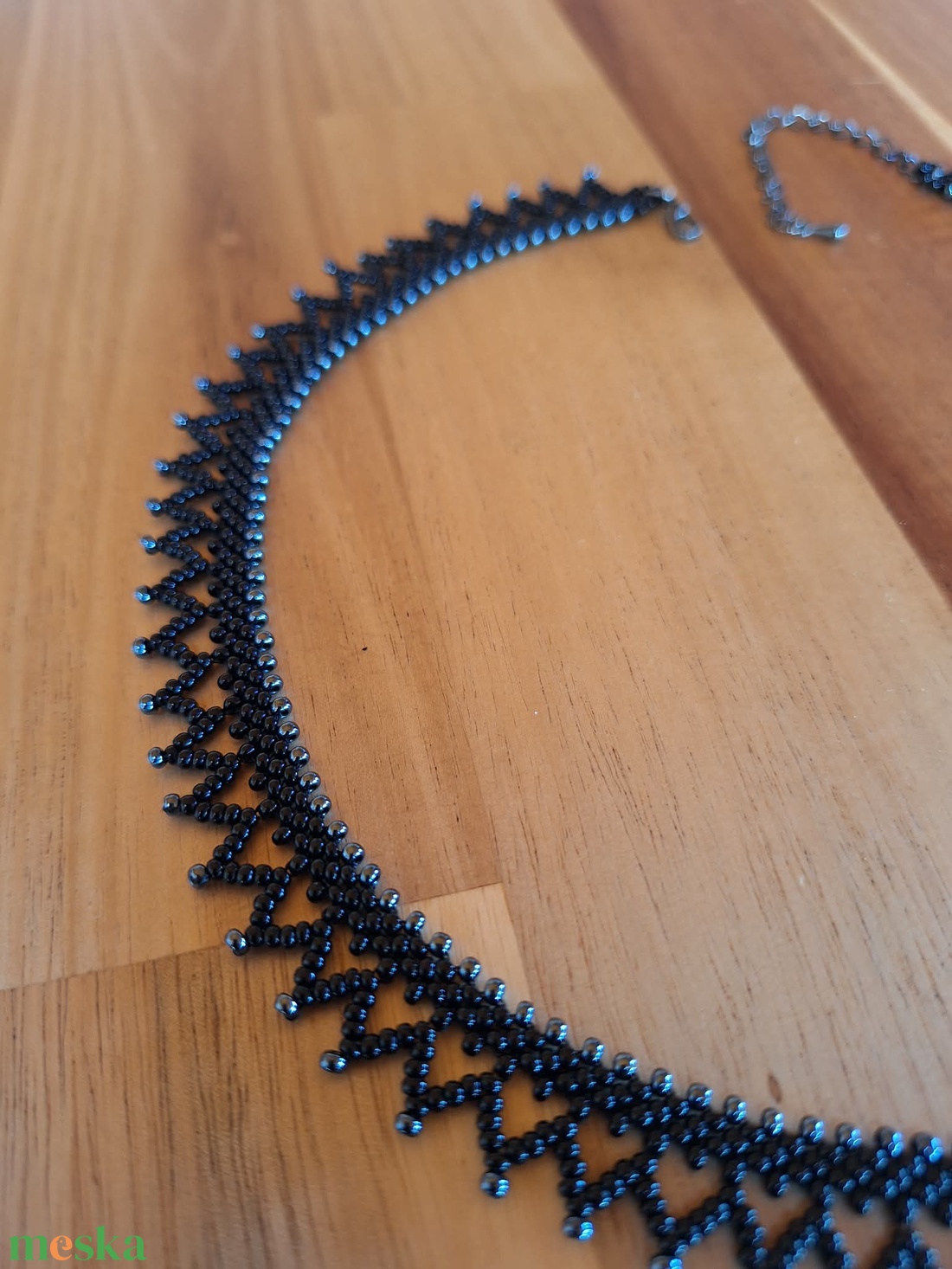 Cakkos gyöngyszalag (fekete-hematit) - ékszer - nyaklánc - nyakpánt, gallér - Meska.hu