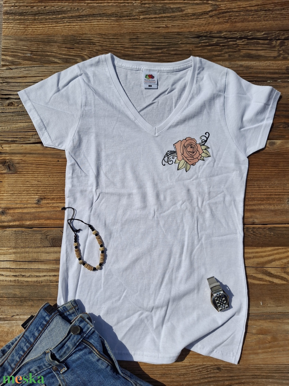 Póló színváltó rózsával - ruha & divat - női ruha - póló, felső - Meska.hu